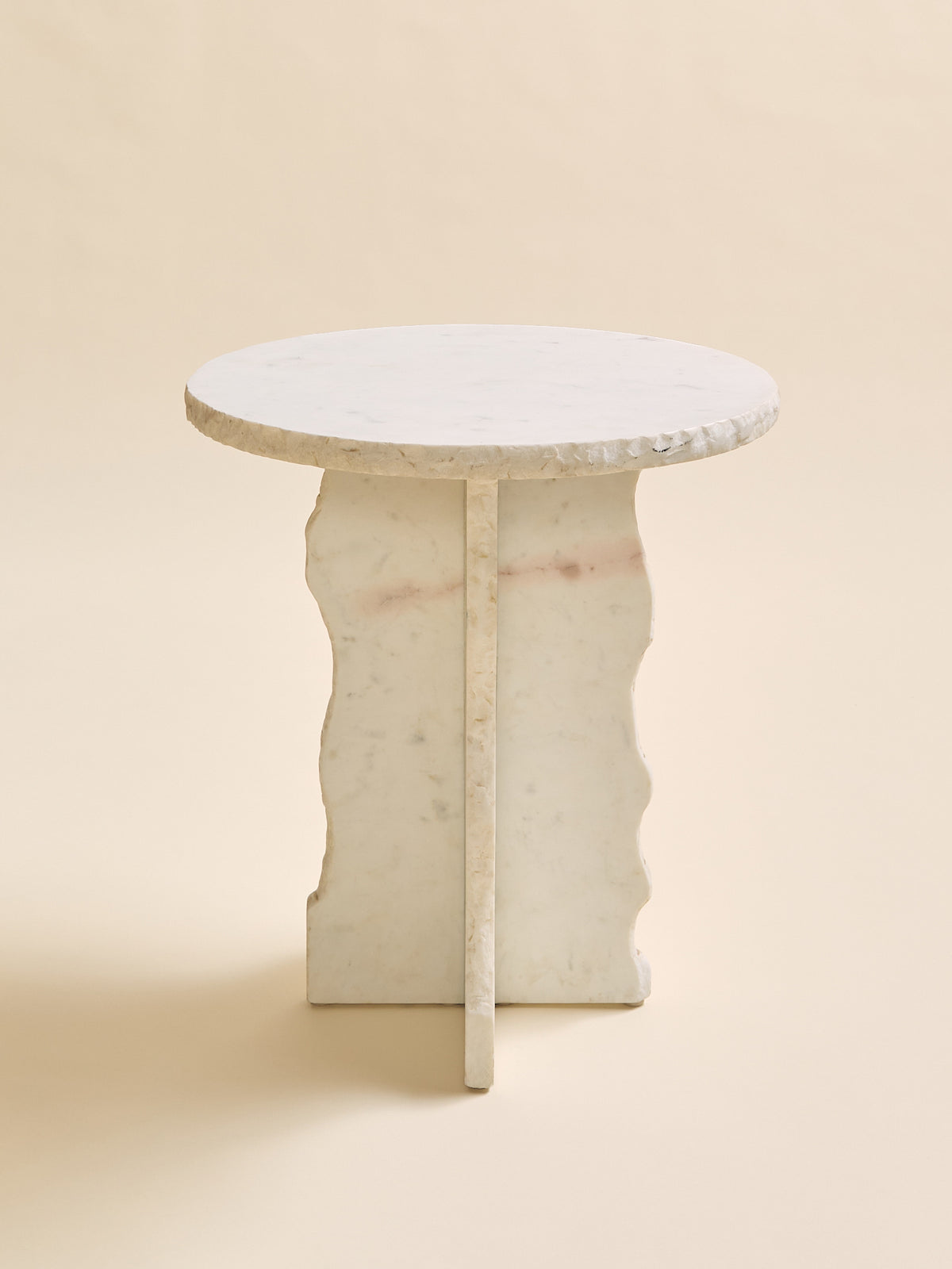 Brutalist Style White Marble Pedestal Side TableSide TablesMiscellanea, etc.
