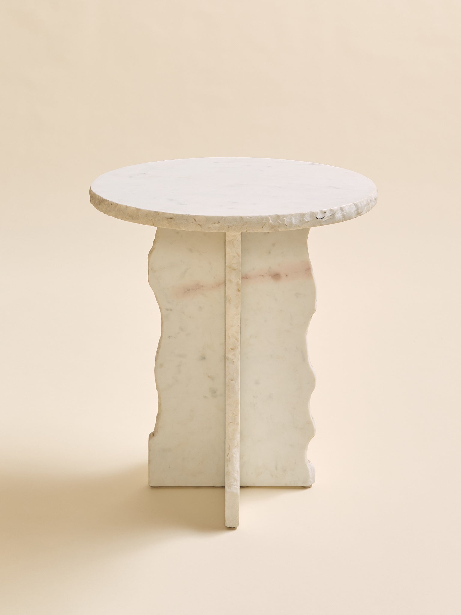 Brutalist Style White Marble Pedestal Side TableSide TablesMiscellanea, etc.