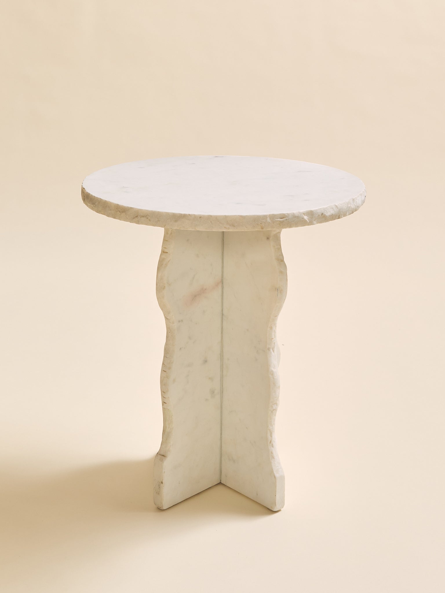 Brutalist Style White Marble Pedestal Side TableSide TablesMiscellanea, etc.
