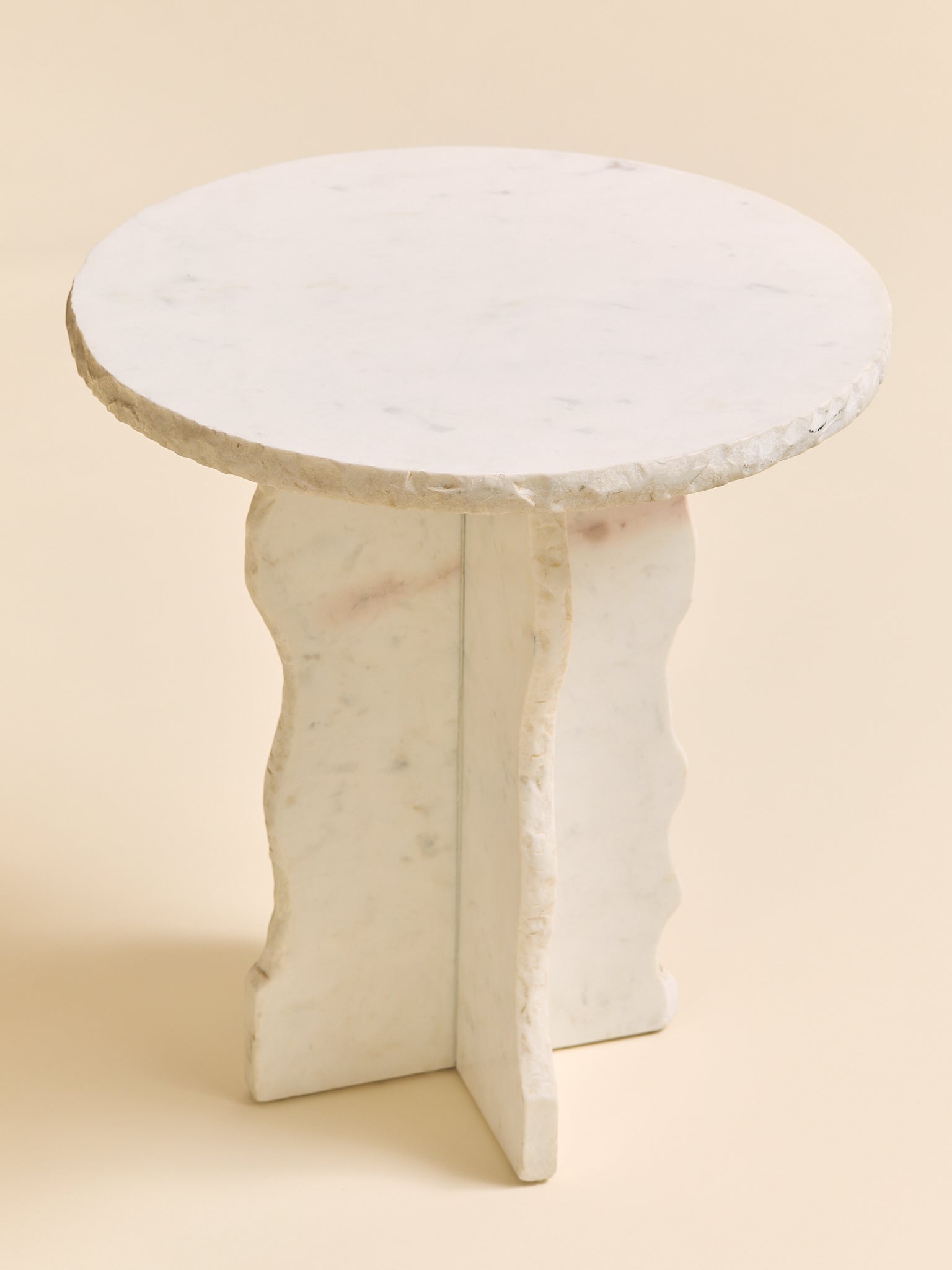Brutalist Style White Marble Pedestal Side TableSide TablesMiscellanea, etc.