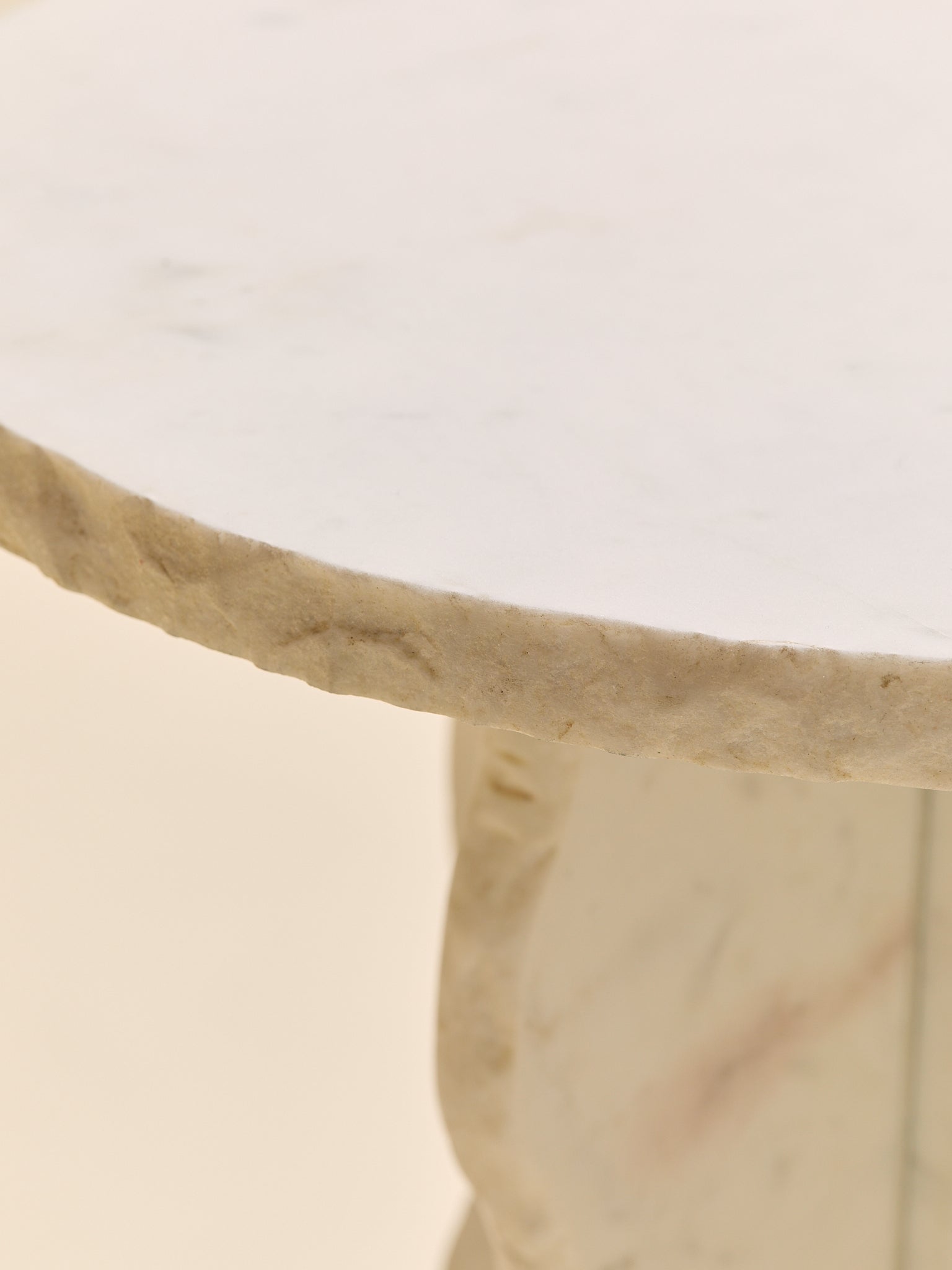 Brutalist Style White Marble Pedestal Side TableSide TablesMiscellanea, etc.