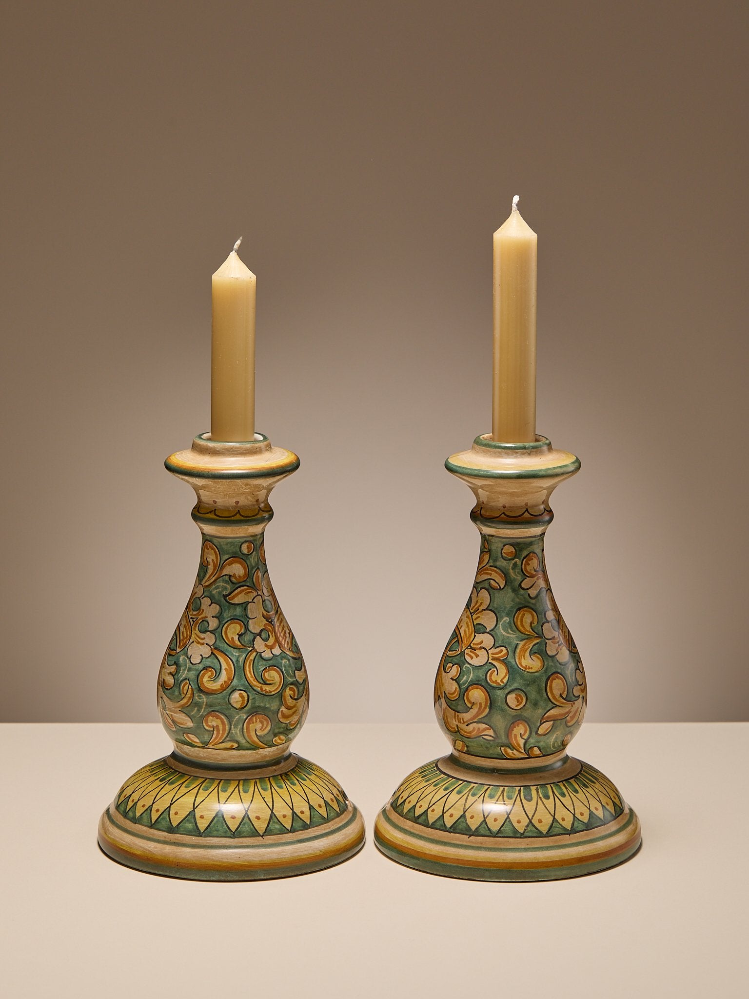 The Vintage Pair of Hand-Painted Italian Ceramic CandlesticksCandle HoldersMiscellanea, etc.