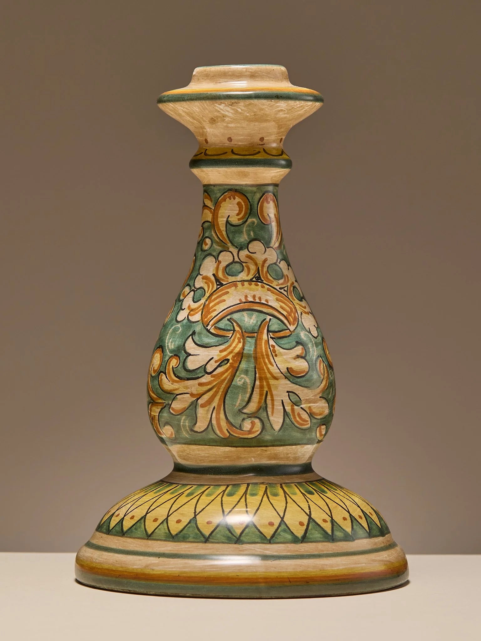 The Vintage Pair of Hand-Painted Italian Ceramic CandlesticksCandle HoldersMiscellanea, etc.