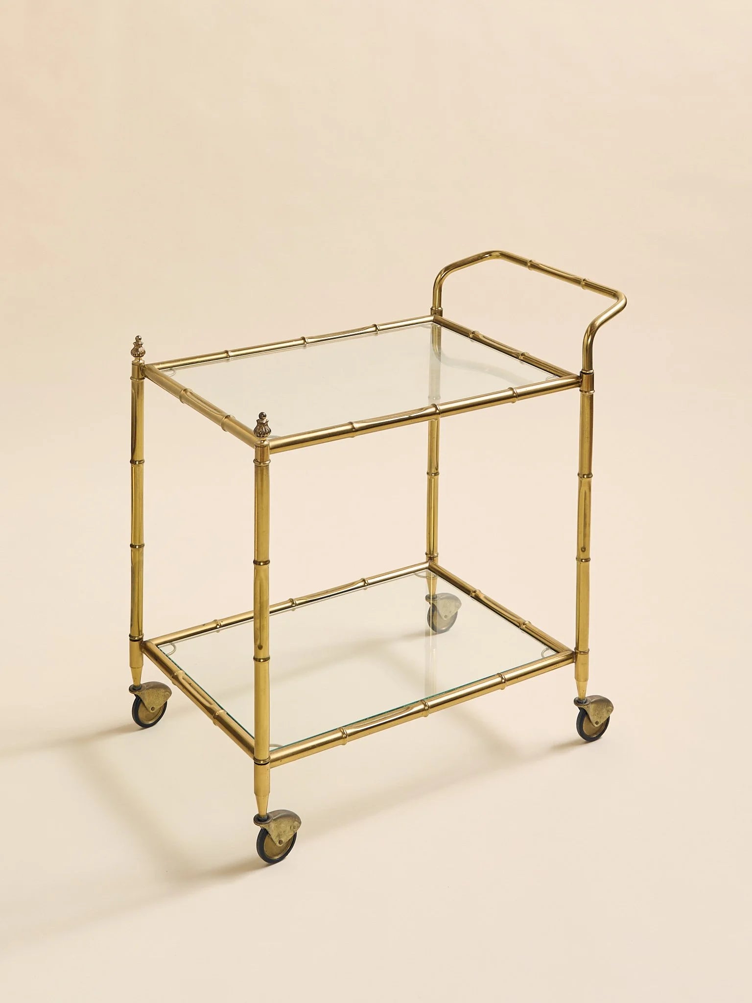 The Vintage Hollywood Regency Faux Bamboo Brass Bar CartAccentsMiscellanea, etc.