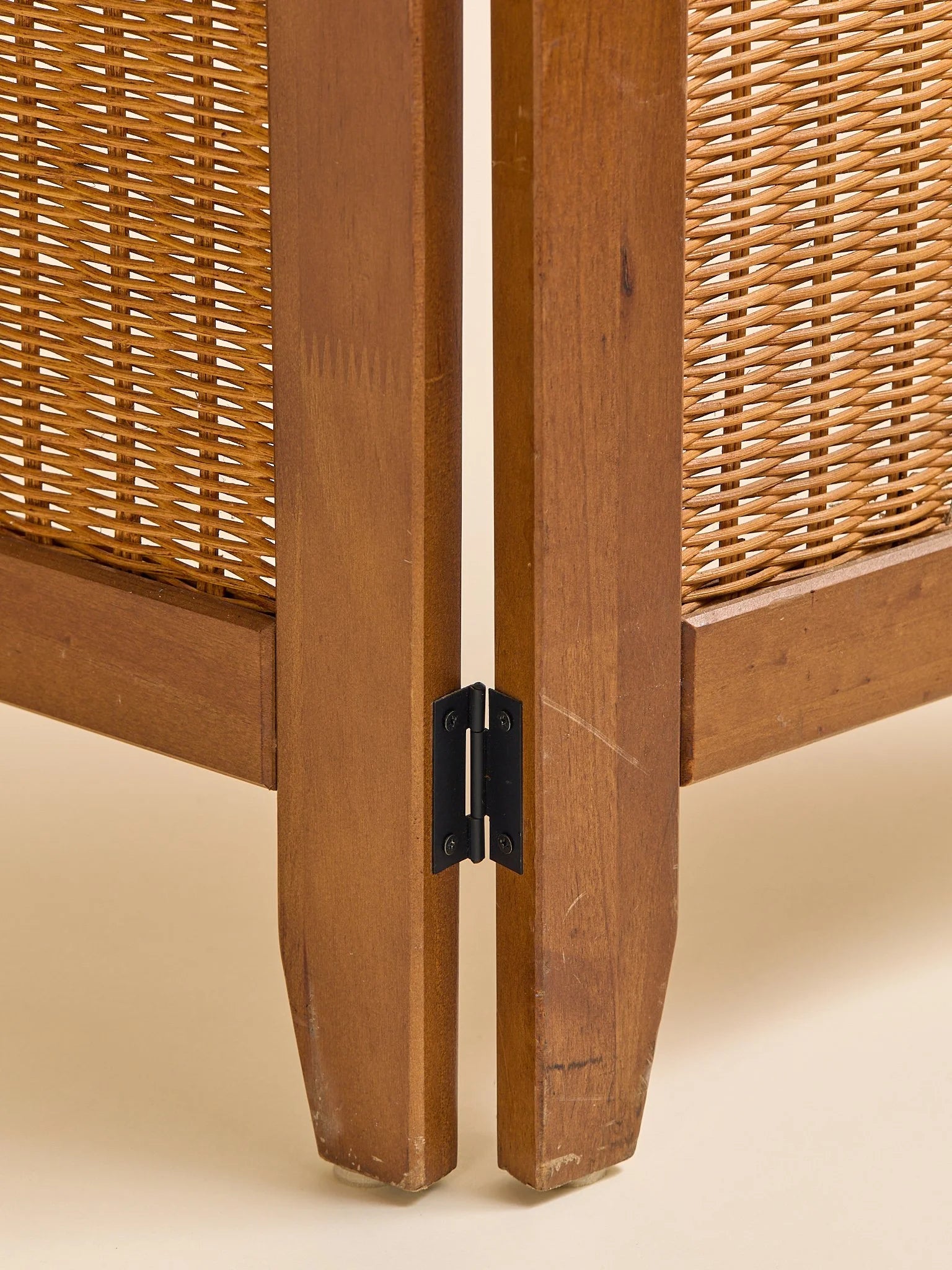 The Vintage MCM Wood & Rattan Panel ScreenAccentsMiscellanea, etc.