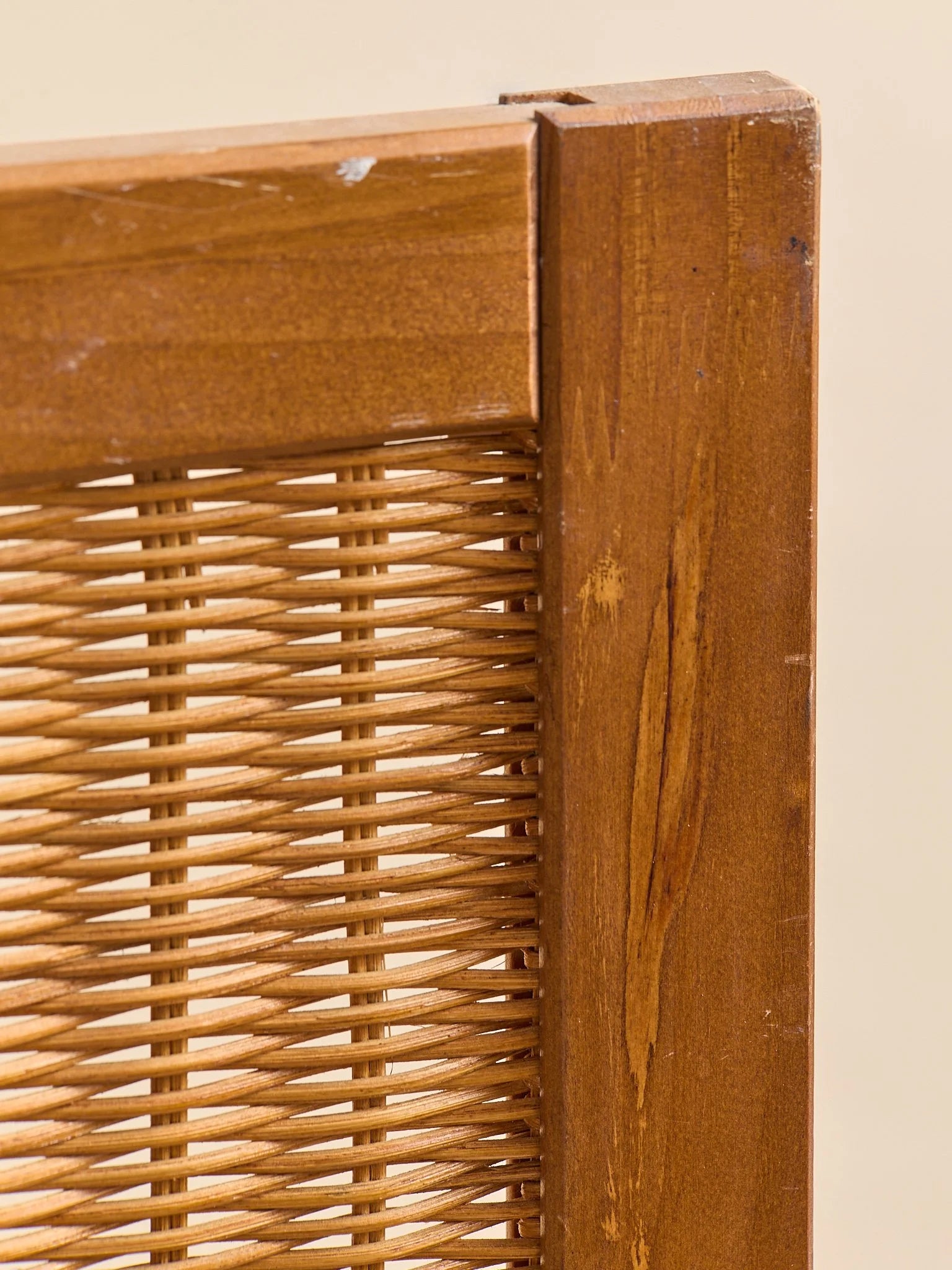 The Vintage MCM Wood & Rattan Panel ScreenAccentsMiscellanea, etc.