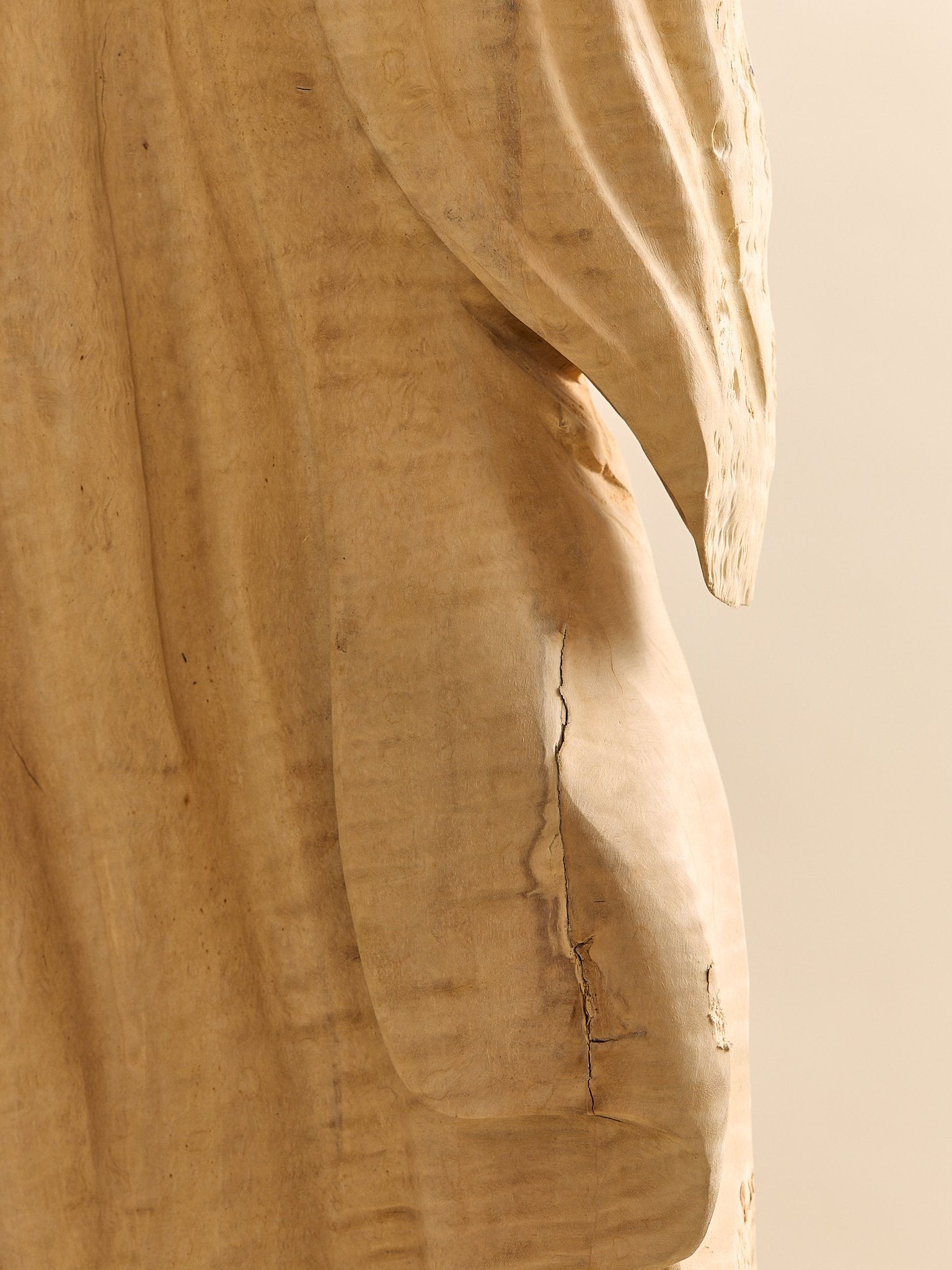 The Vintage Monumental Carved Curly Maple Drapery SculptureAccentsMiscellanea, etc.