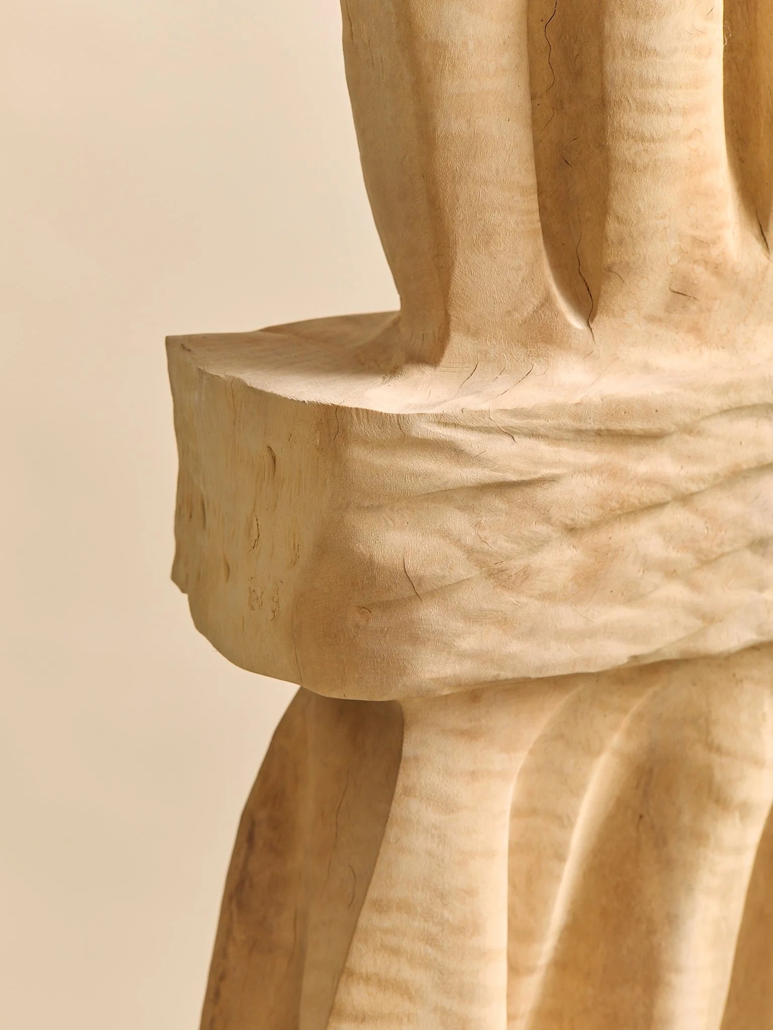 The Vintage Monumental Carved Curly Maple Drapery SculptureAccentsMiscellanea, etc.