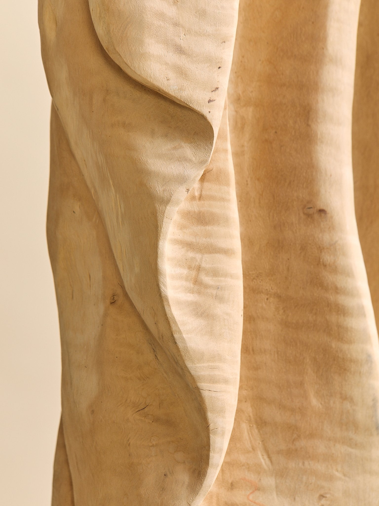 The Vintage Monumental Carved Curly Maple Drapery SculptureAccentsMiscellanea, etc.