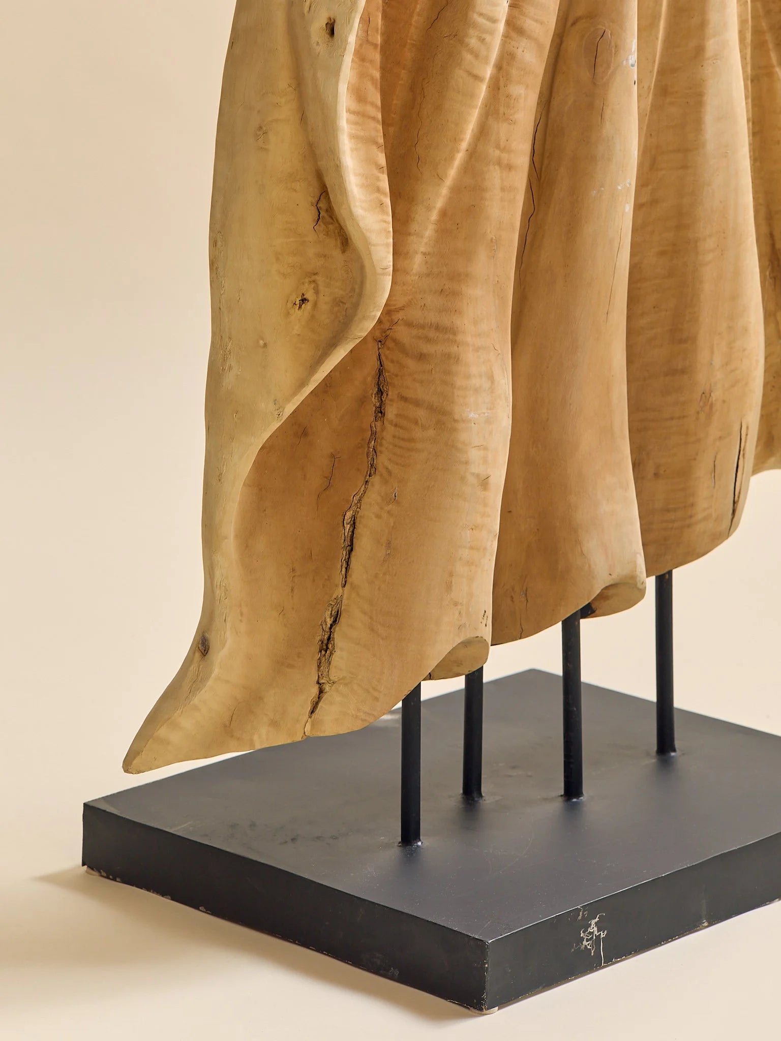 The Vintage Monumental Carved Curly Maple Drapery SculptureAccentsMiscellanea, etc.