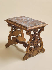 The Antique Rose Marble and Carved Wood Side TableSide TablesMiscellanea, etc.