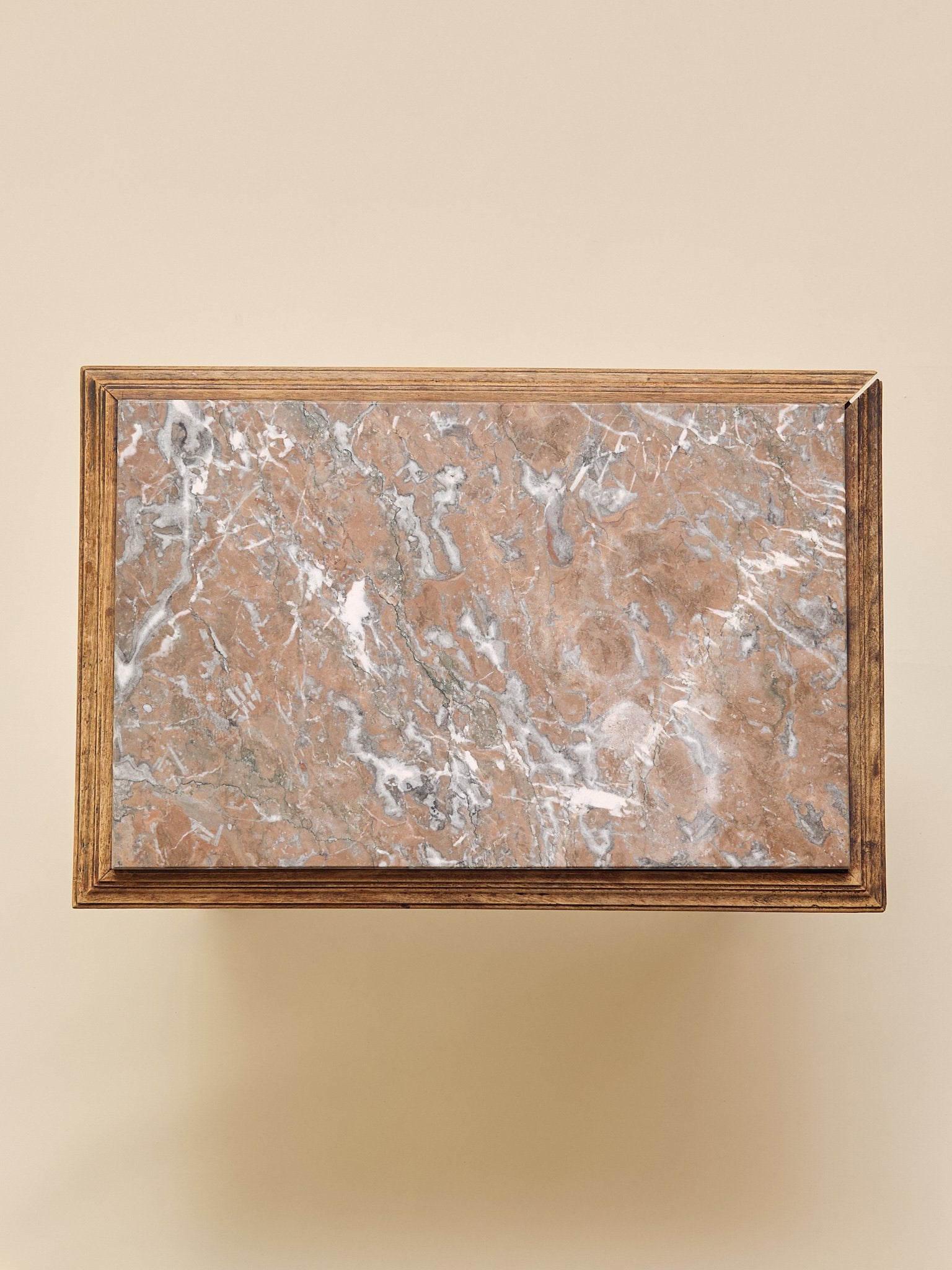 The Antique Rose Marble and Carved Wood Side TableSide TablesMiscellanea, etc.