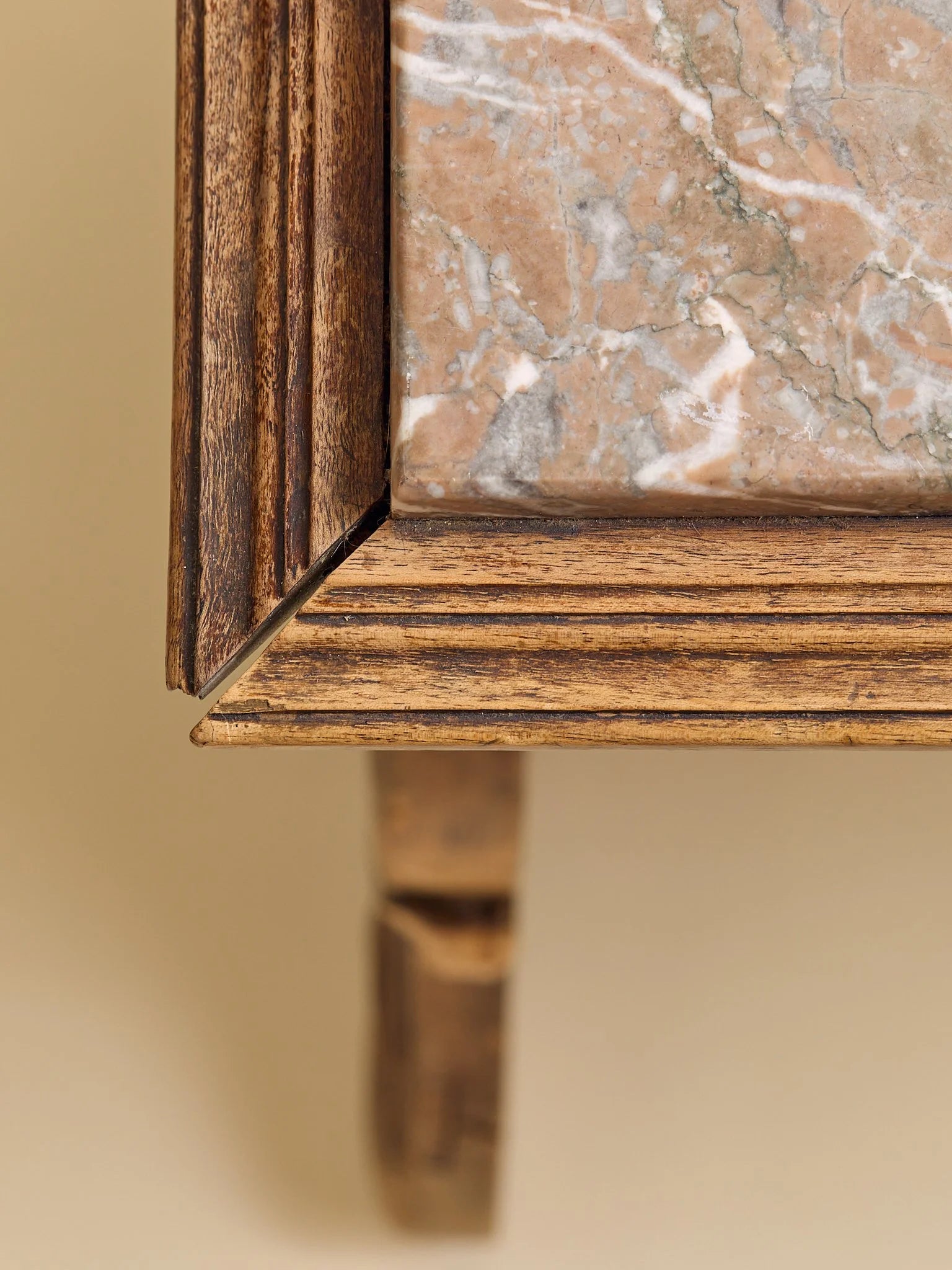 The Antique Rose Marble and Carved Wood Side TableSide TablesMiscellanea, etc.
