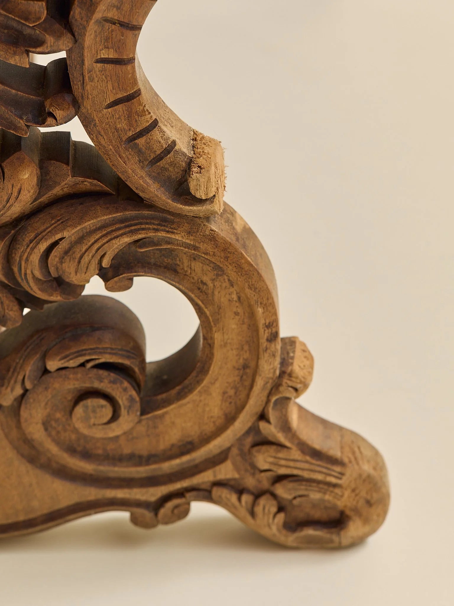The Antique Rose Marble and Carved Wood Side TableSide TablesMiscellanea, etc.