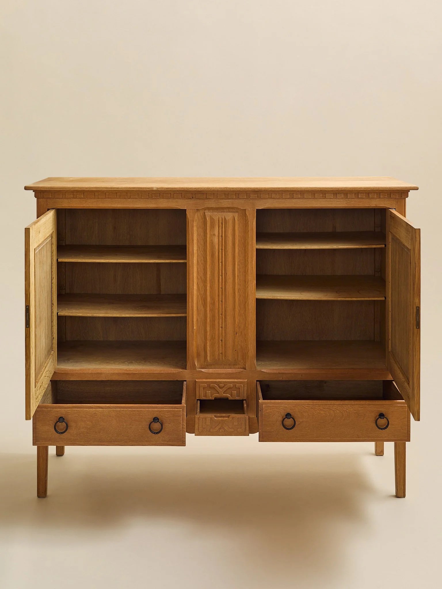 The Vintage Attr. Henning Kjaernulf Danish Oak Sideboard 1960sCredenzas and SideboardsMiscellanea, etc.