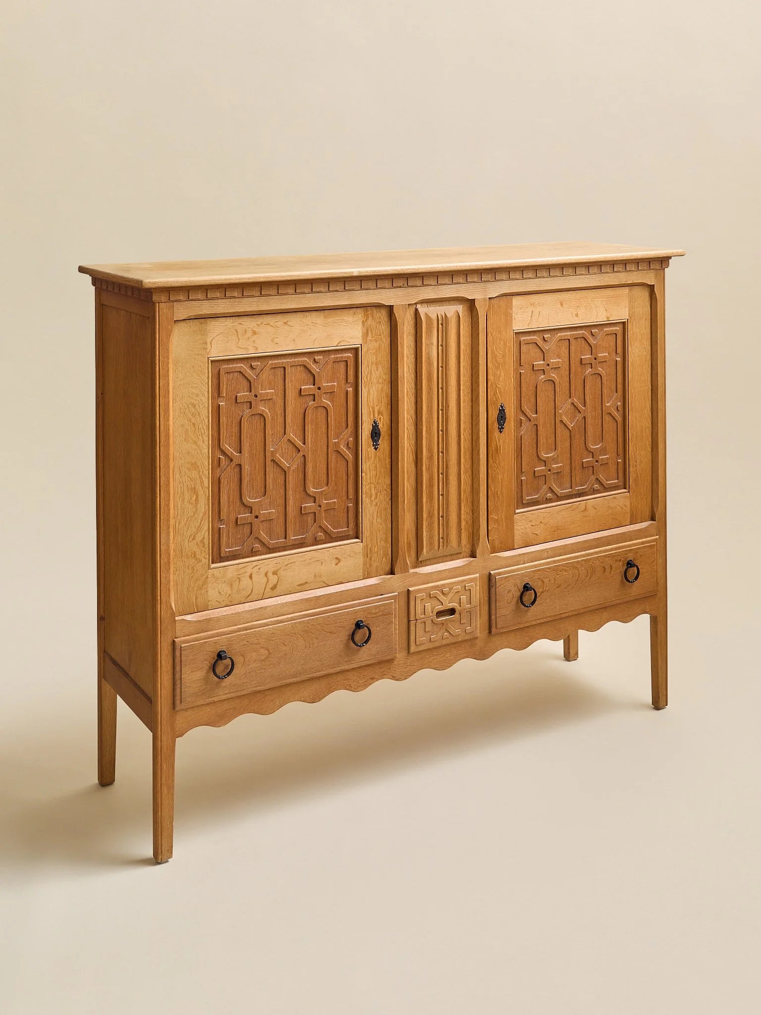 The Vintage Attr. Henning Kjaernulf Danish Oak Sideboard 1960sCredenzas and SideboardsMiscellanea, etc.