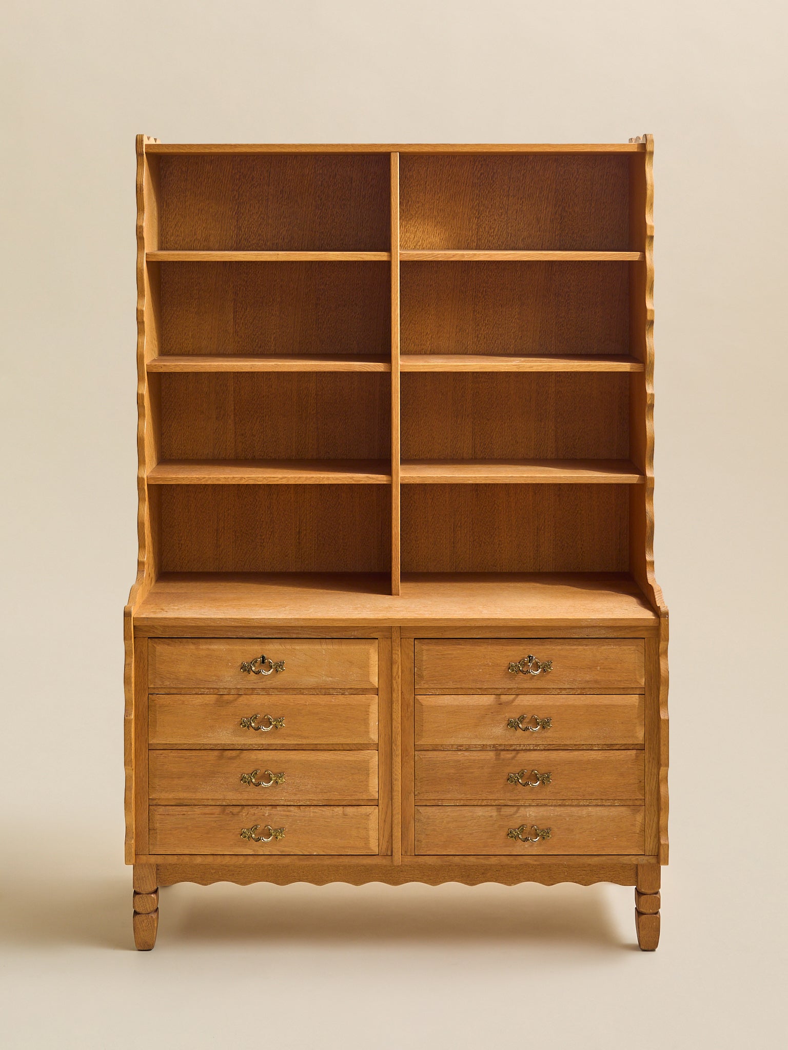 The Vintage Style Of Kjaernulf Danish Oak Bookcase CabinetCabinets and ShelvingMiscellanea, etc.