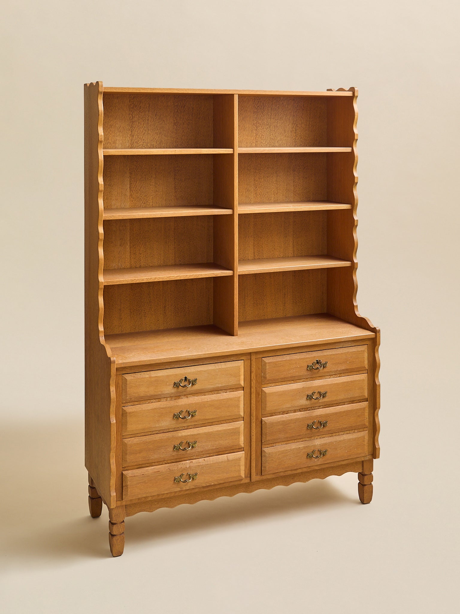 The Vintage Style Of Kjaernulf Danish Oak Bookcase CabinetCabinets and ShelvingMiscellanea, etc.