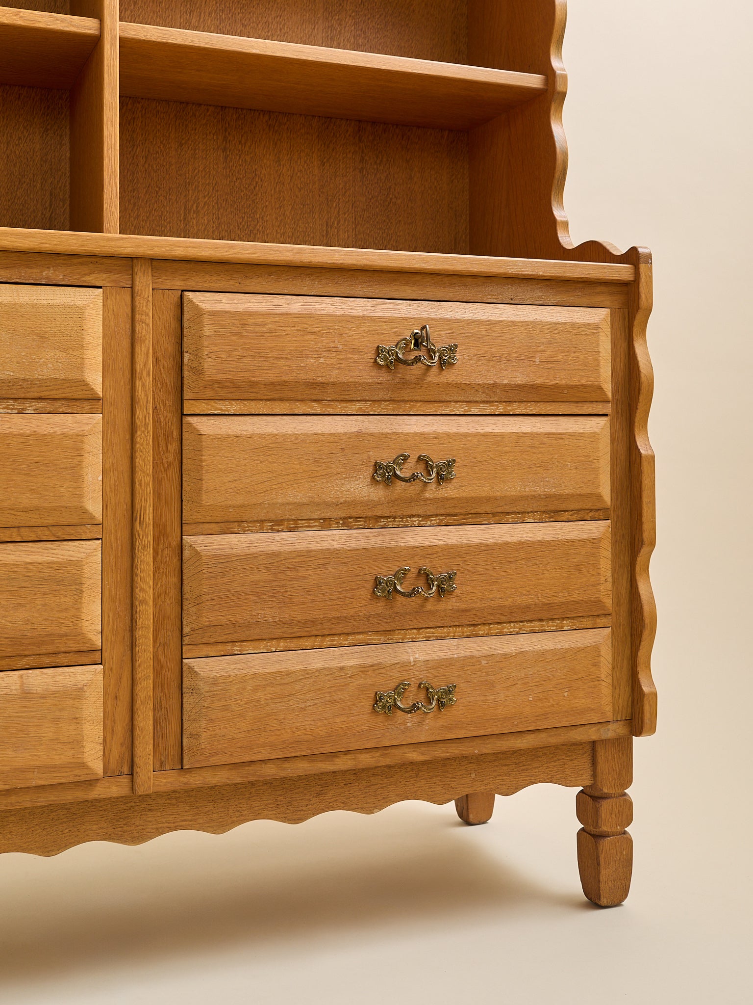 The Vintage Style Of Kjaernulf Danish Oak Bookcase CabinetCabinets and ShelvingMiscellanea, etc.