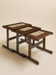 The Vintage Scandinavian Oak & Ceramic Tile Nesting TablesSide TablesMiscellanea, etc.