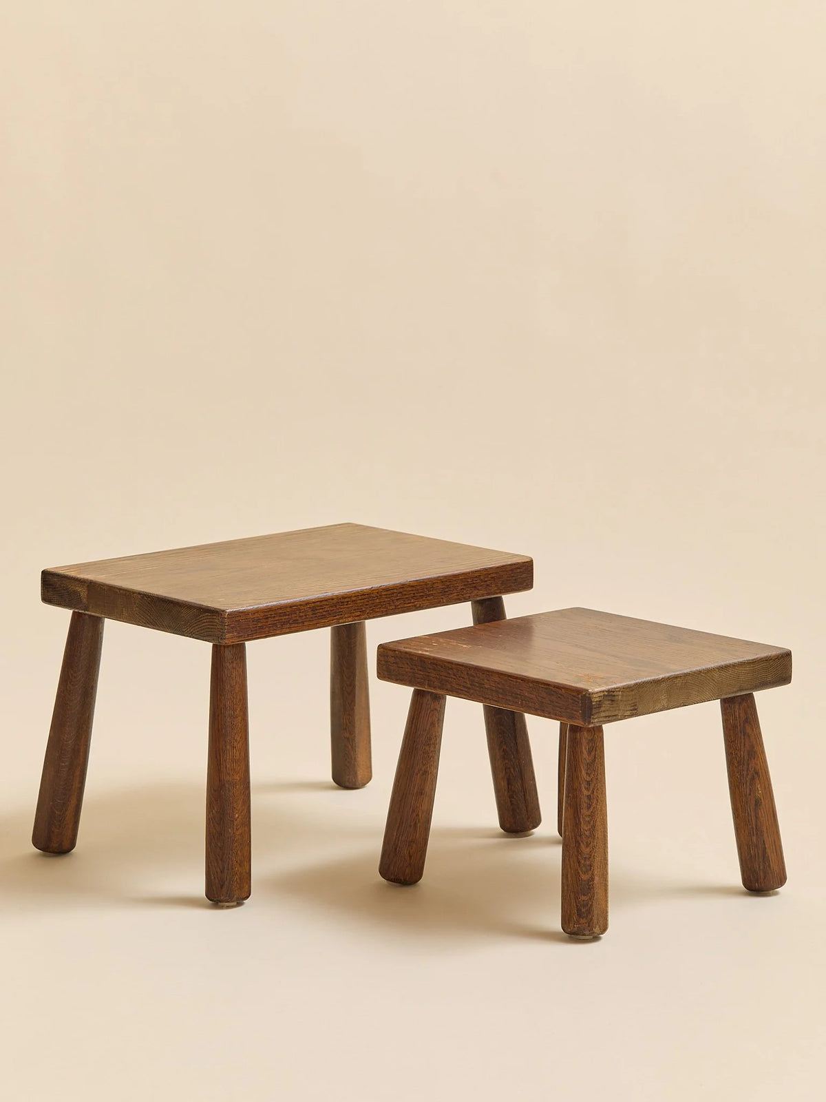 The Vintage Danish Oak Nesting Stools, 1950SSide TablesMiscellanea, etc.