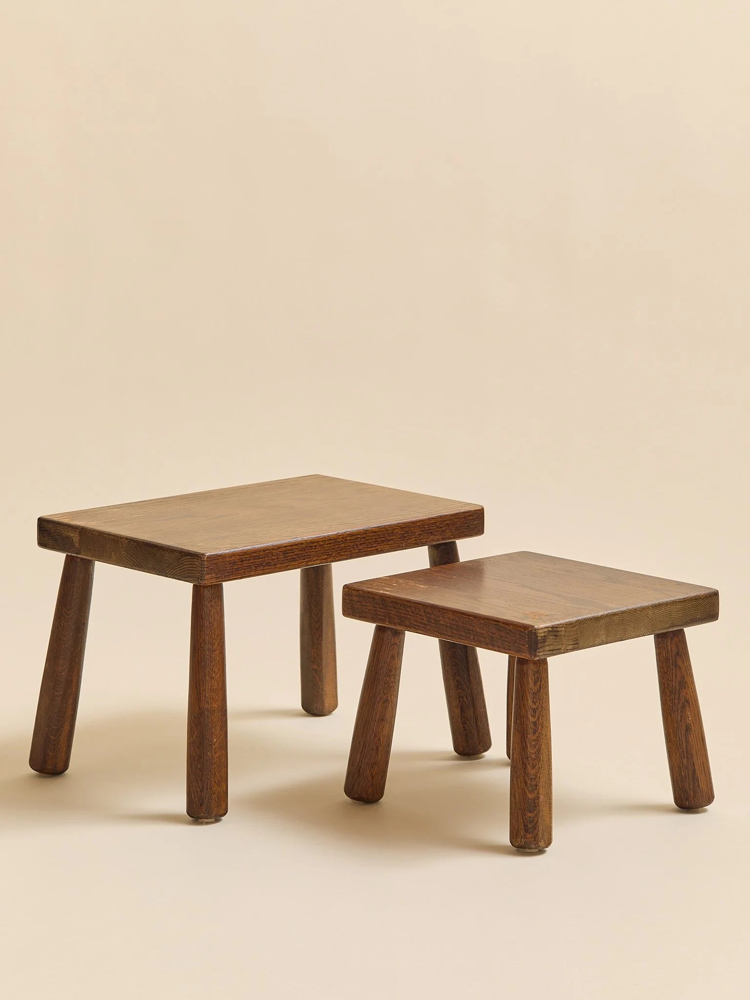 The Vintage Danish Oak Nesting Stools, 1950SSide TablesMiscellanea, etc.