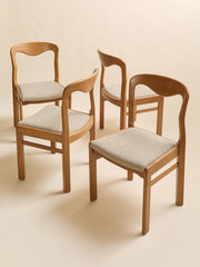 The Vintage Style Of Moller Oak & Boucle Dining Chairs, Set of Four, 1970sSeatingMiscellanea, etc.