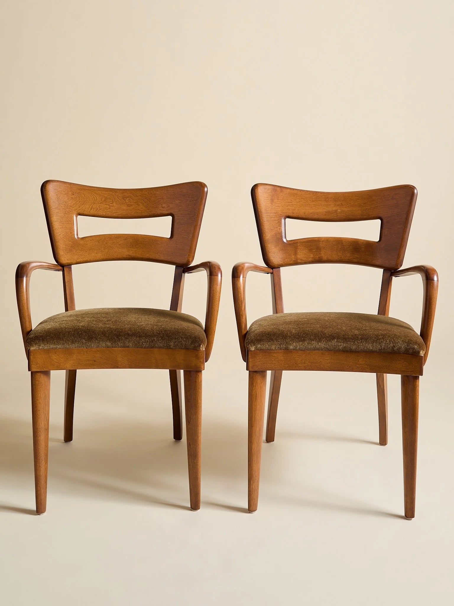The Vintage Heywood Wakefield M 154 C "Dog Biscuit" Mohair Dining Chairs, 2 AvailableSeatingMiscellanea, etc.