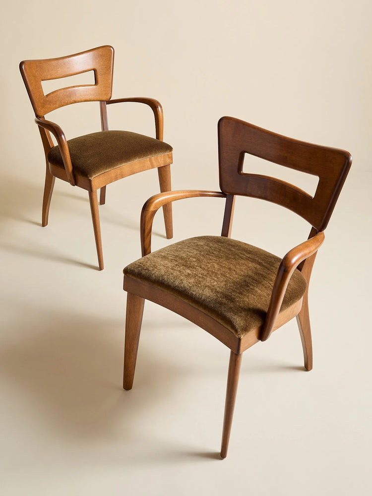 The Vintage Heywood Wakefield M 154 C "Dog Biscuit" Mohair Dining Chairs, 2 AvailableSeatingMiscellanea, etc.