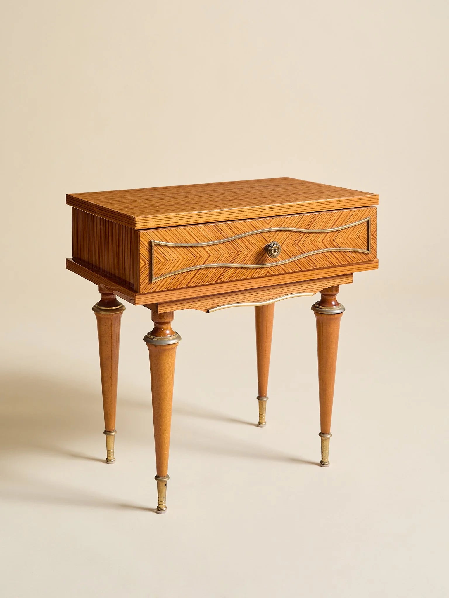 The Vintage French 1950s Nightstands with Bronze HardwareSide TablesMiscellanea, etc.