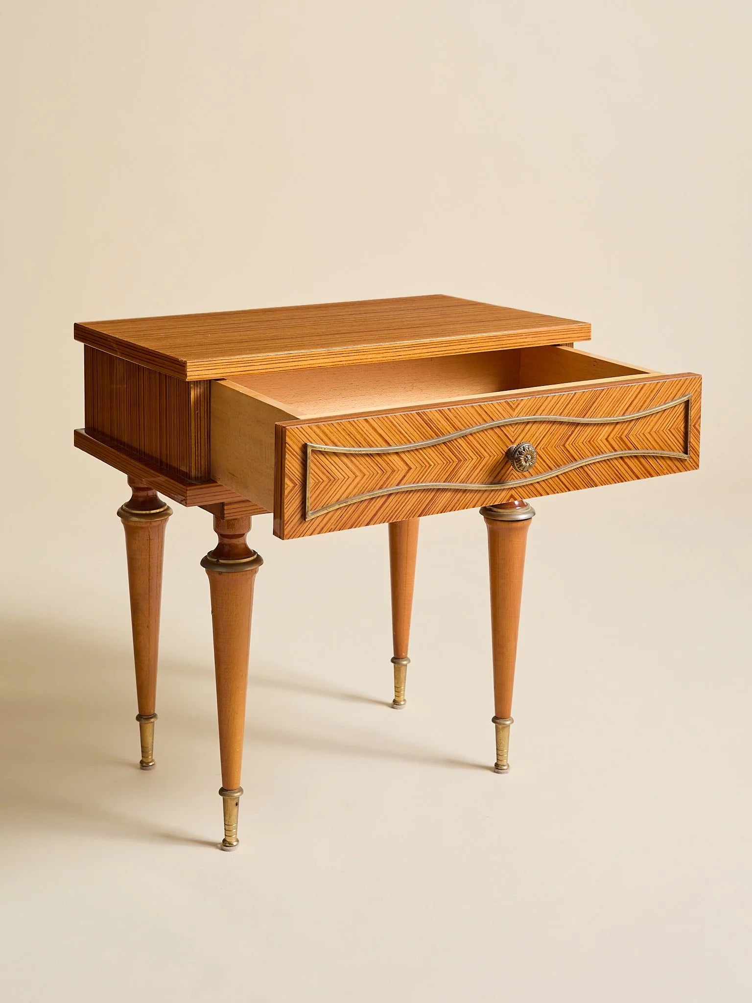 The Vintage French 1950s Nightstands with Bronze HardwareSide TablesMiscellanea, etc.