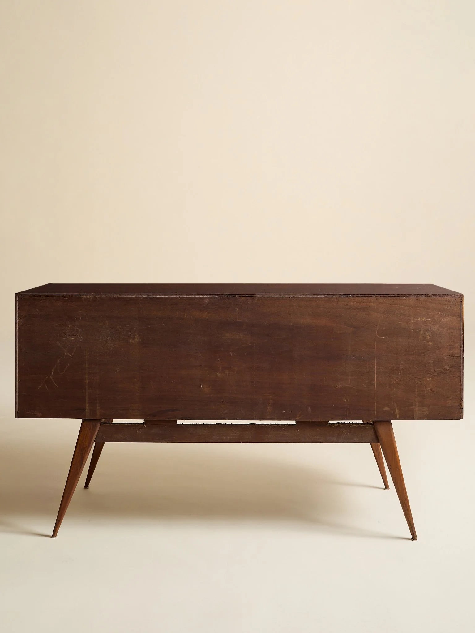 The Vintage 1950s Mahogany And Rosewood Dresser with Brass HardwareChests and DressersMiscellanea, etc.