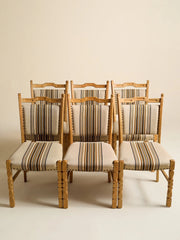 The Vintage Brown Stripe Henning Kjaernulf Dining Chairs, 6 AvailableSeatingMiscellanea, etc.