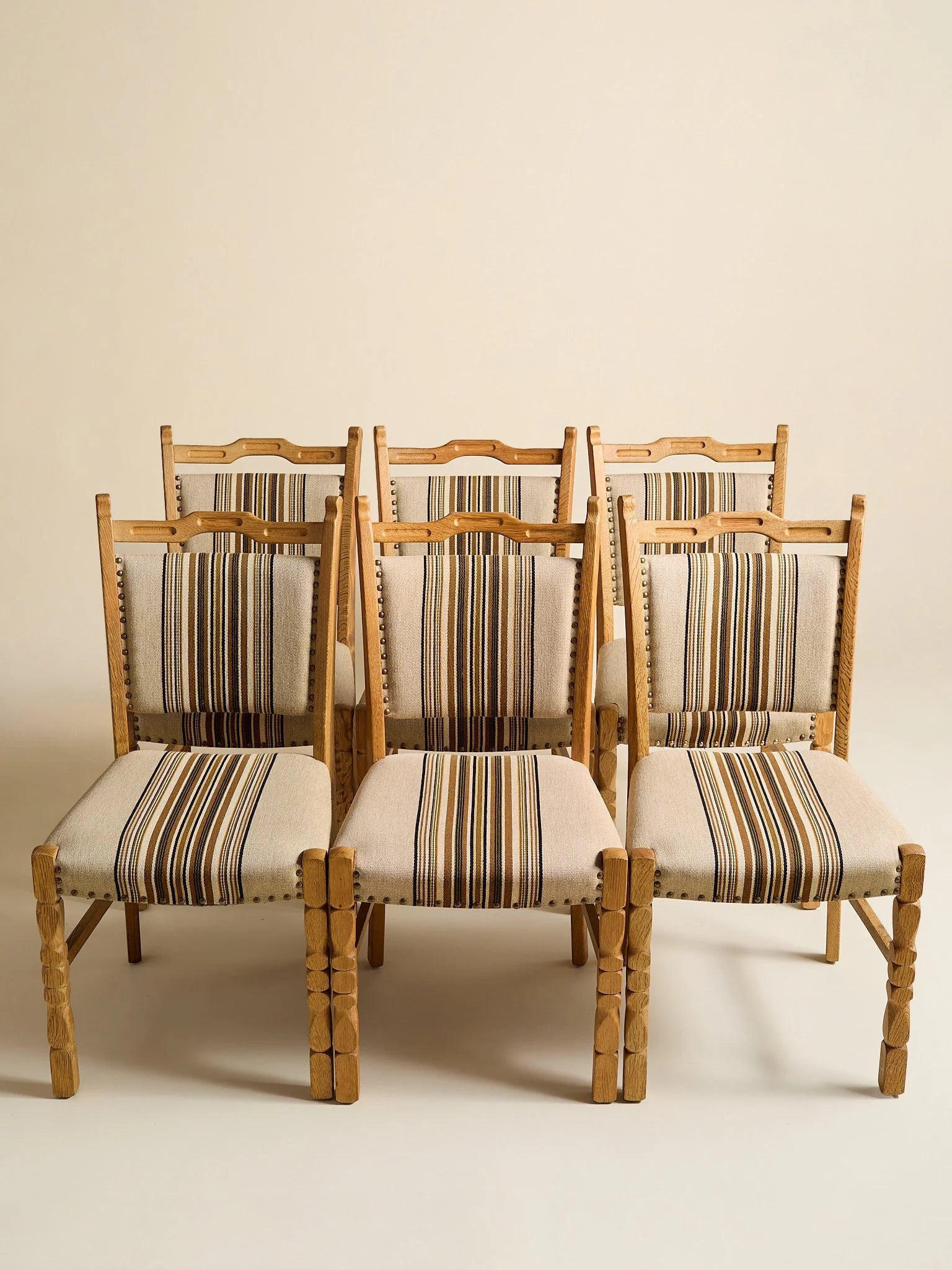 The Vintage Brown Stripe Henning Kjaernulf Dining Chairs, 6 AvailableSeatingMiscellanea, etc.