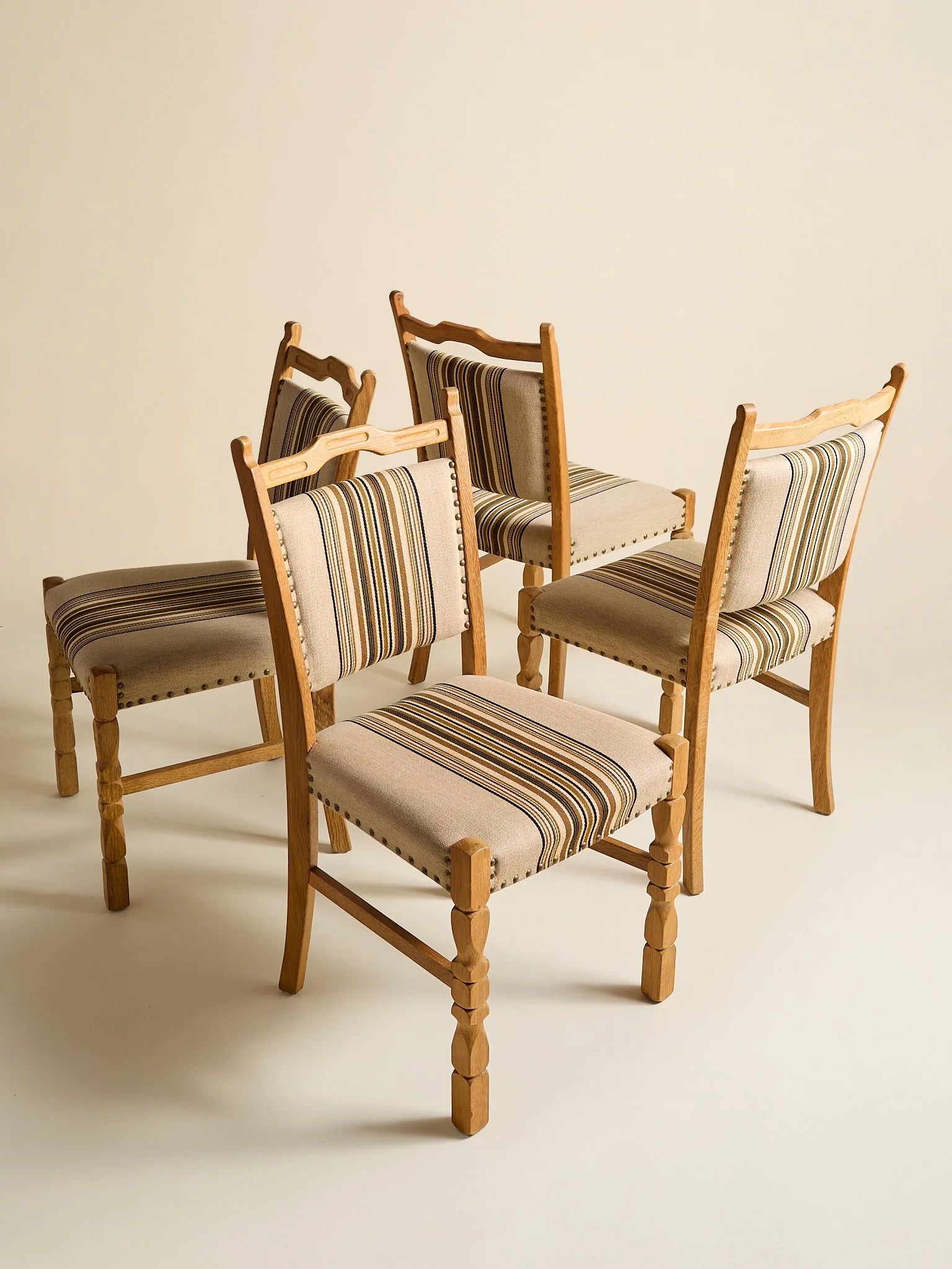 The Vintage Brown Stripe Henning Kjaernulf Dining Chairs, 6 AvailableSeatingMiscellanea, etc.