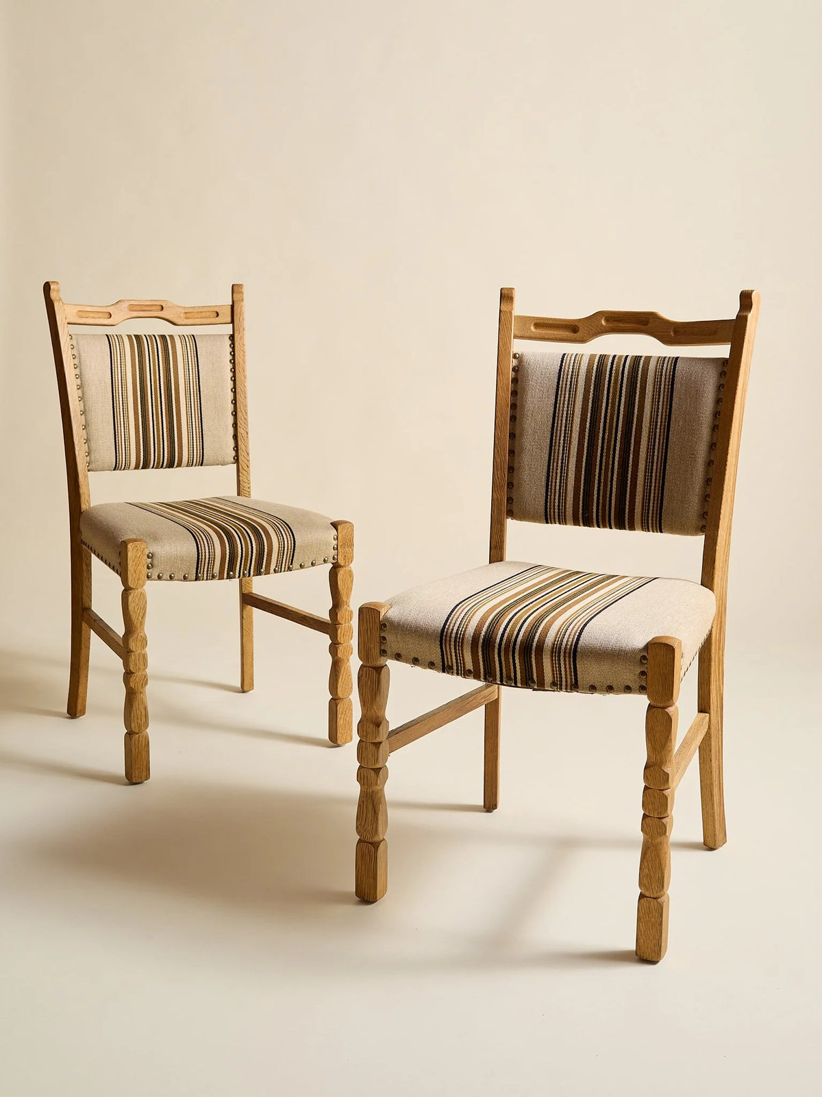 The Vintage Brown Stripe Henning Kjaernulf Dining Chairs, 6 AvailableSeatingMiscellanea, etc.