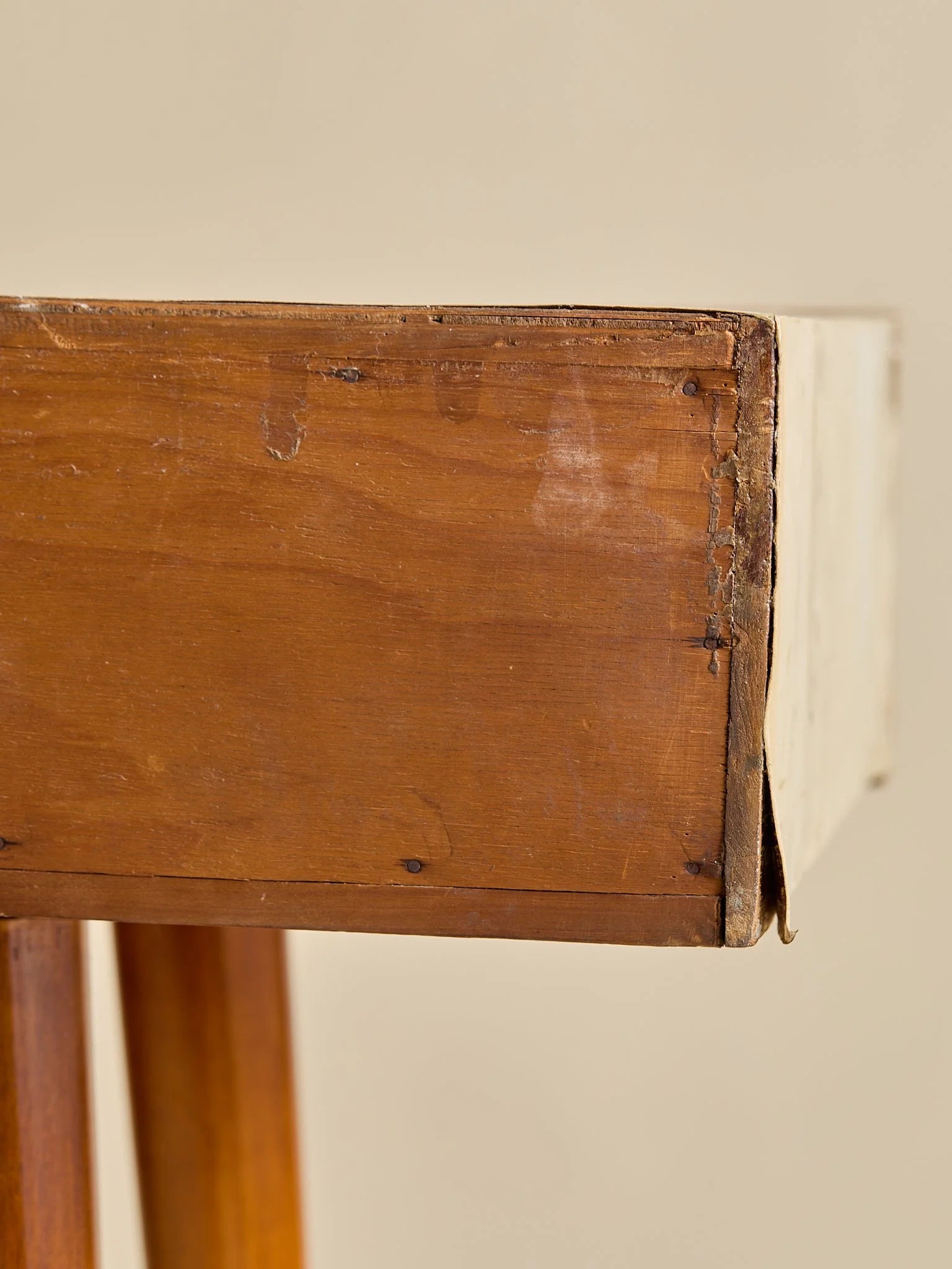 The Vintage 1950s Wood And Parchment Console Table In The Style Of Gio PontiConsole TablesMiscellanea, etc.