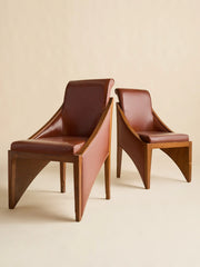 The Vintage English Art Deco Leather Accent ChairsSeatingMiscellanea, etc.