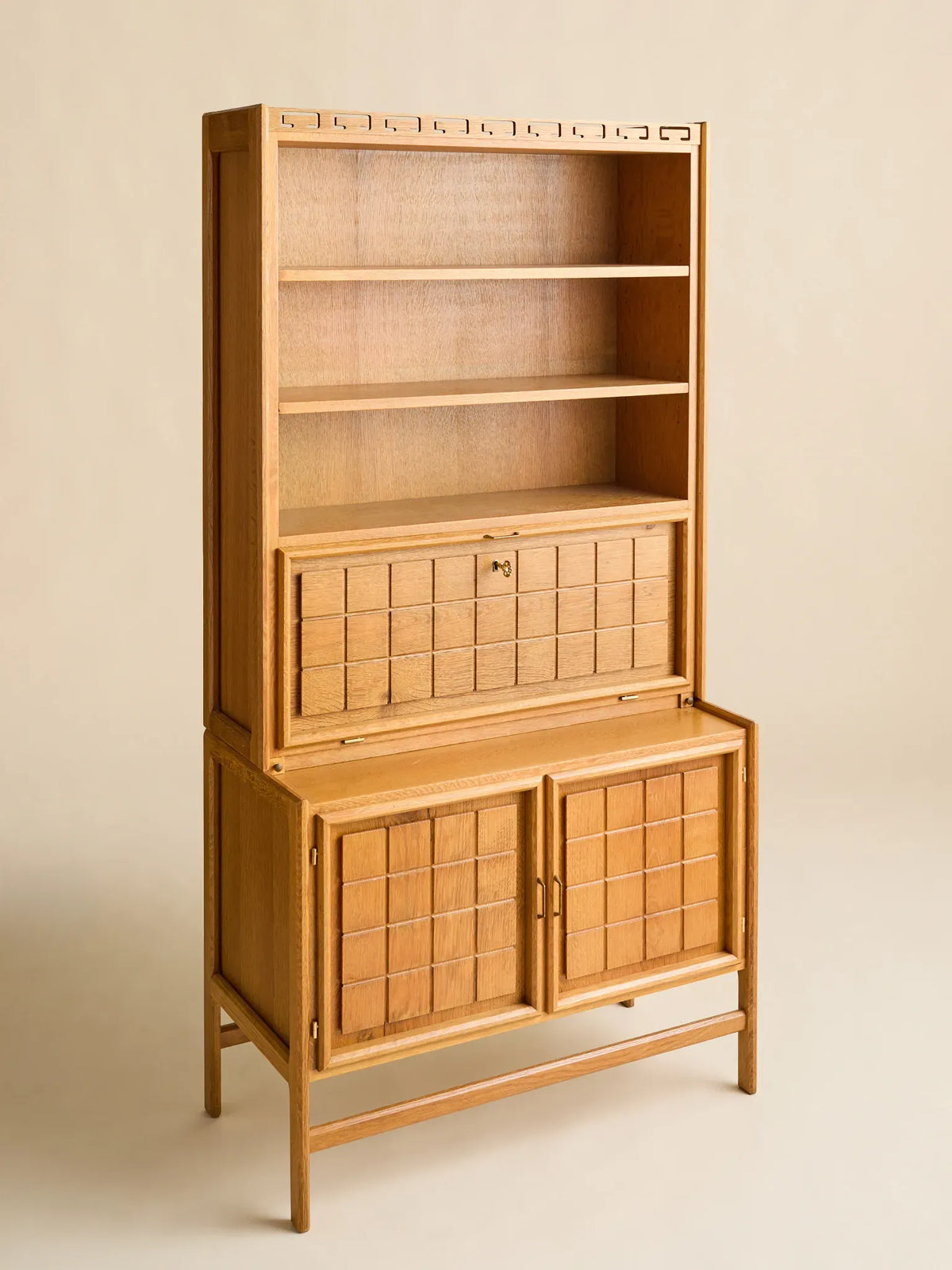 The Vintage Danish Minimalist Oak Book Shelf Cabinet with Secretary Desk by Henning KjaernulfCabinets and ShelvingMiscellanea, etc.