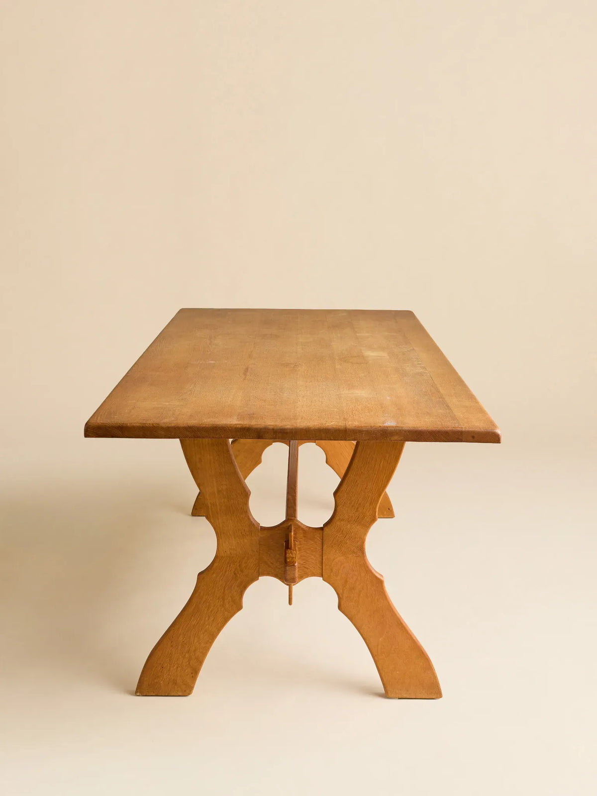 The Vintage Oak Sawbuck Trestle Farm Table by Henning KjaernulfDining TablesMiscellanea, etc.