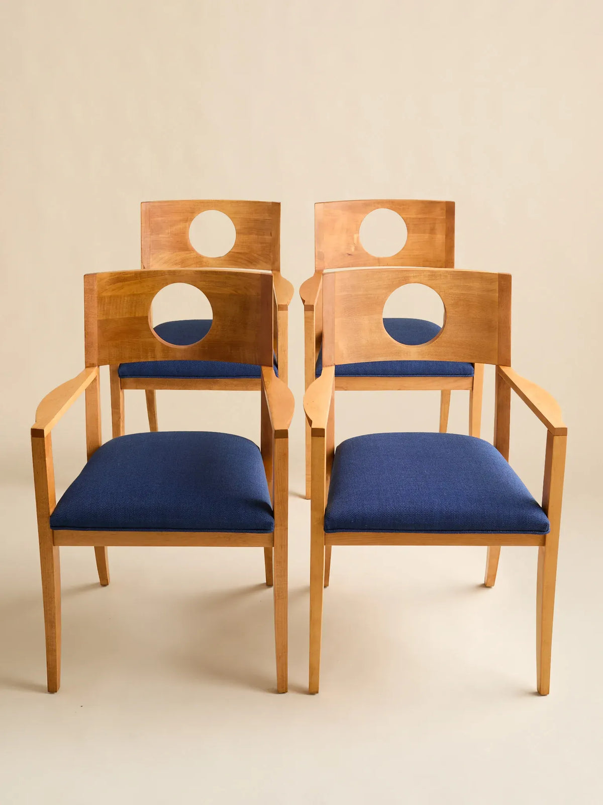 The Vintage Mid-Century Cobalt Blue Circle Back Dining ChairsSeatingMiscellanea, etc.
