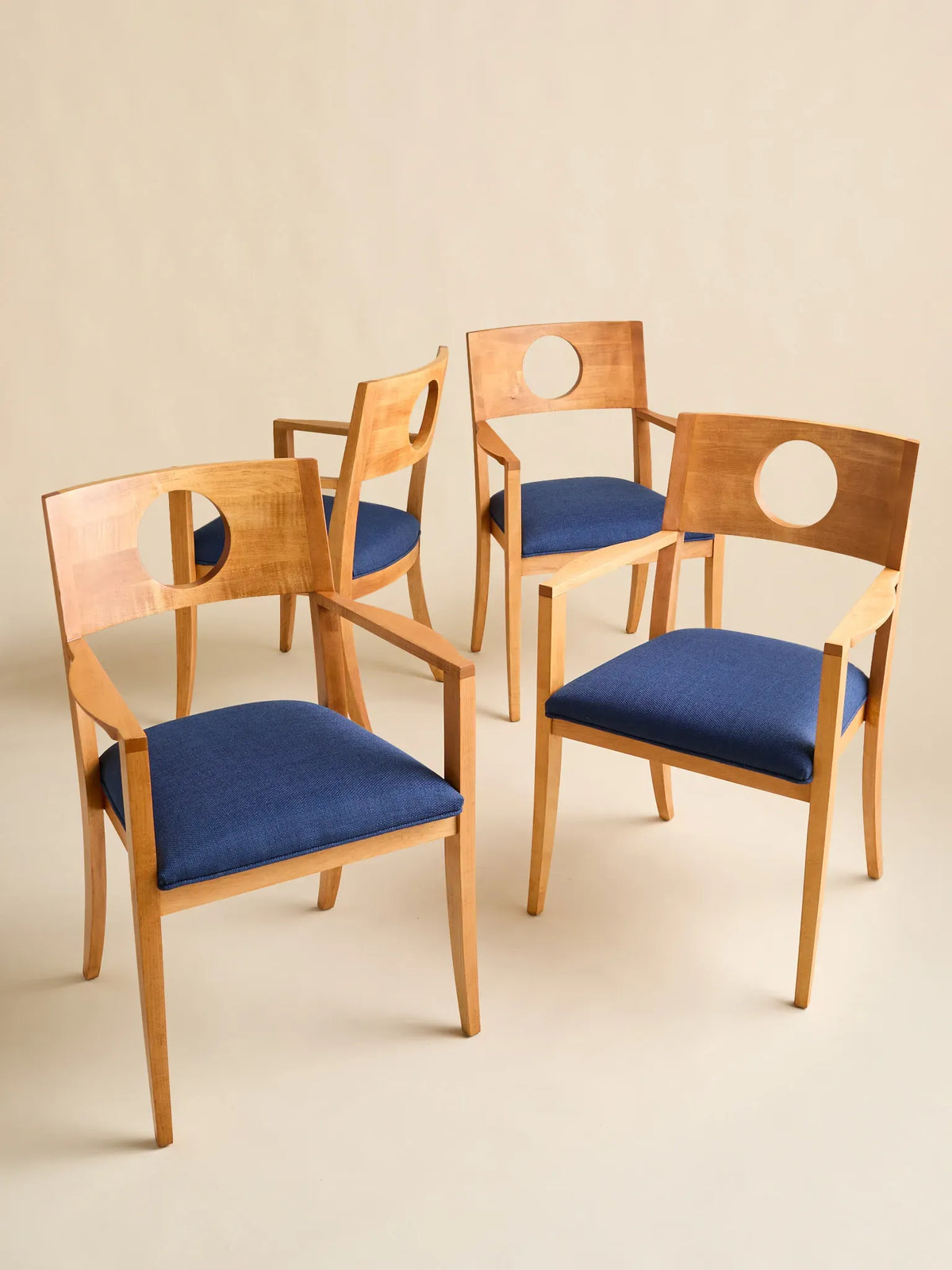 The Vintage Mid-Century Cobalt Blue Circle Back Dining ChairsSeatingMiscellanea, etc.