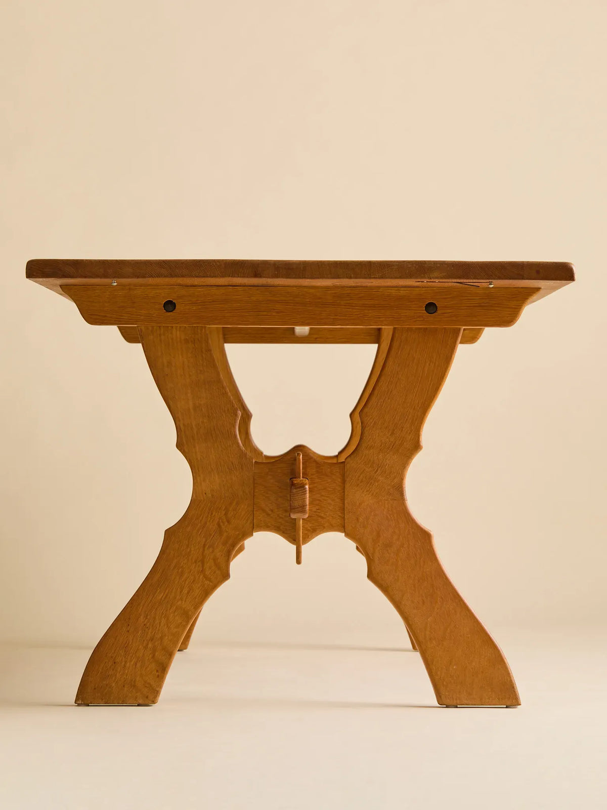 The Vintage Oak Sawbuck Trestle Farm Table by Henning KjaernulfDining TablesMiscellanea, etc.