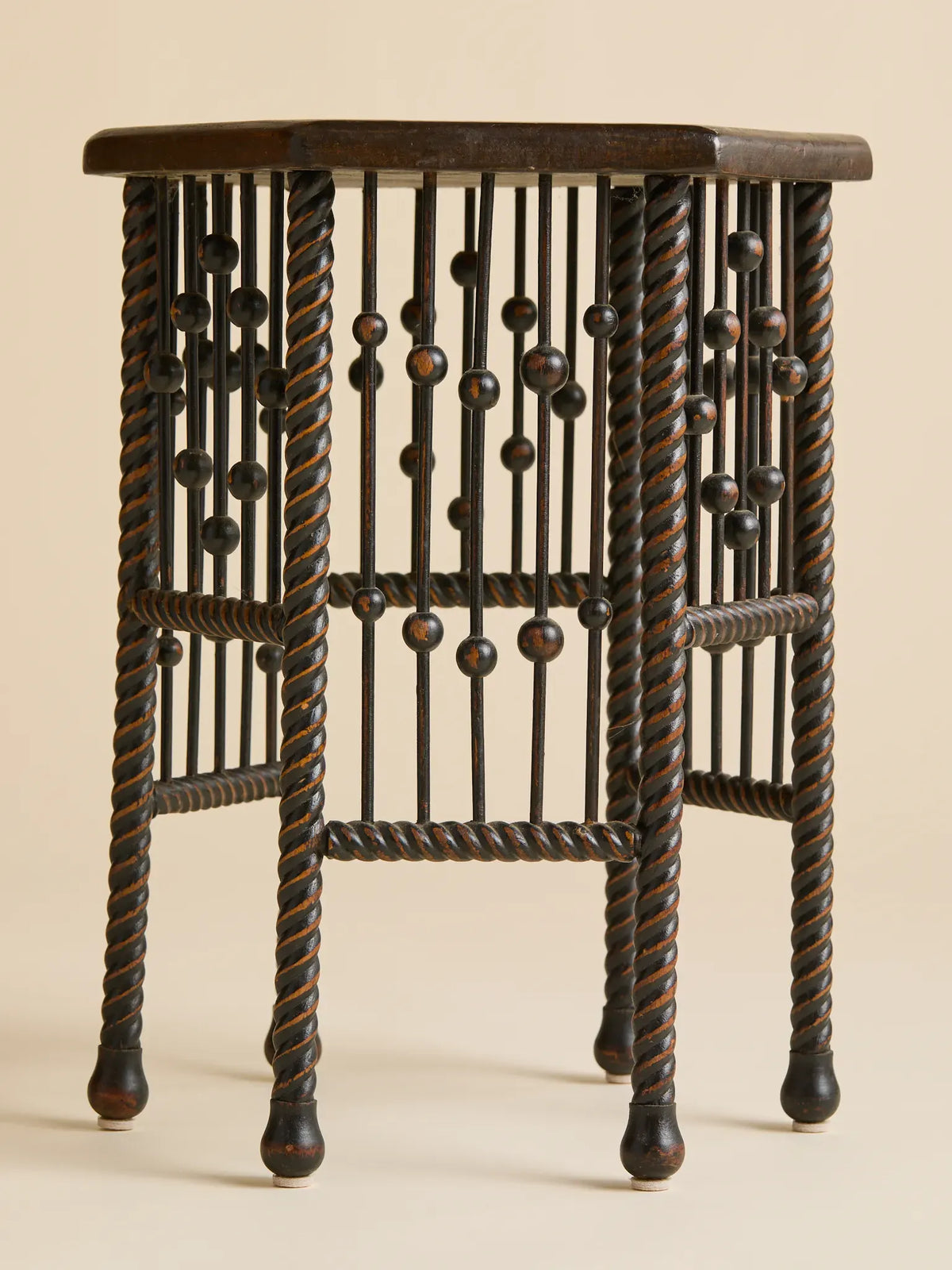 The Vintage Hexagonal Wood Side Table with Stick and Ball LegsSide TablesMiscellanea, etc.