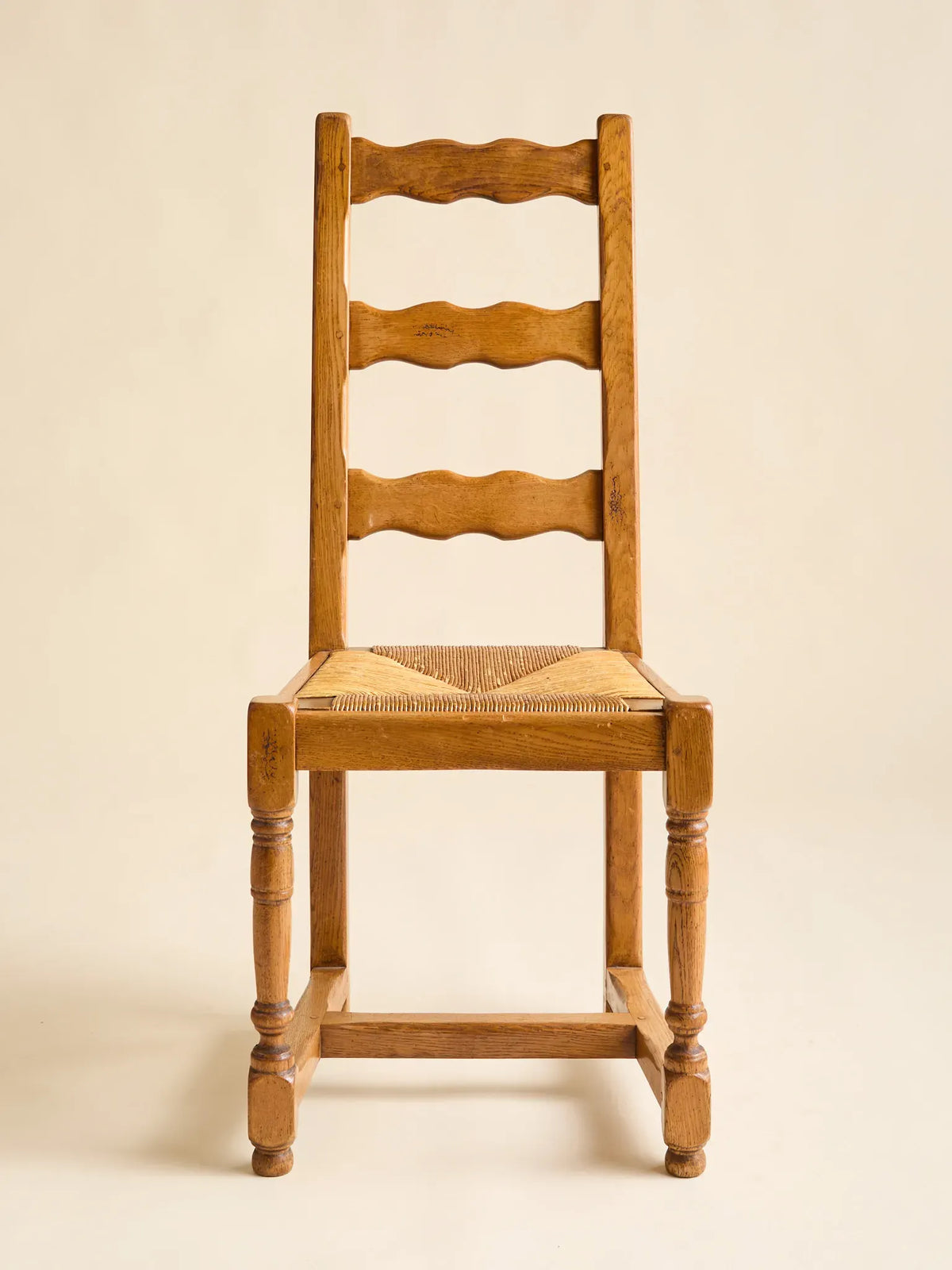 The Vintage French Elm and Rush Dining Chairs, 1940SeatingMiscellanea, etc.
