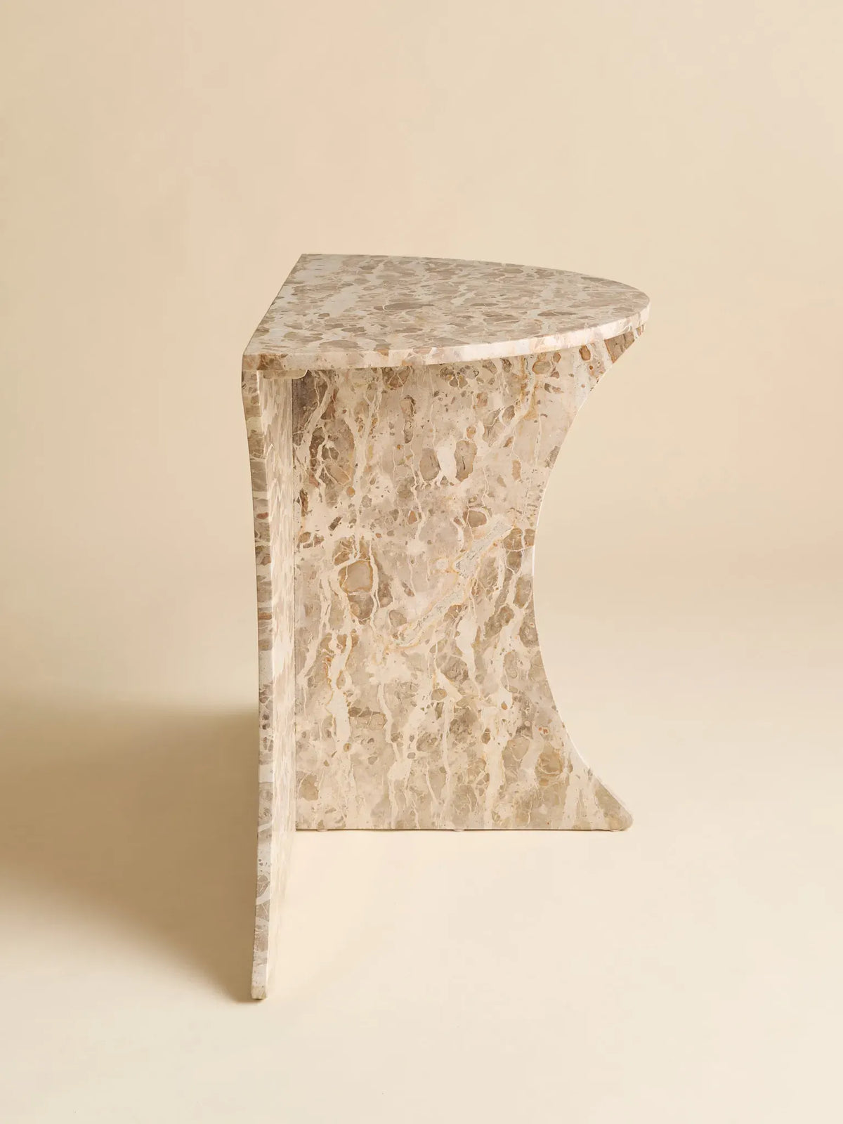 The Vintage Tessellated Marble Demilune Console TableConsole TablesMiscellanea, etc.