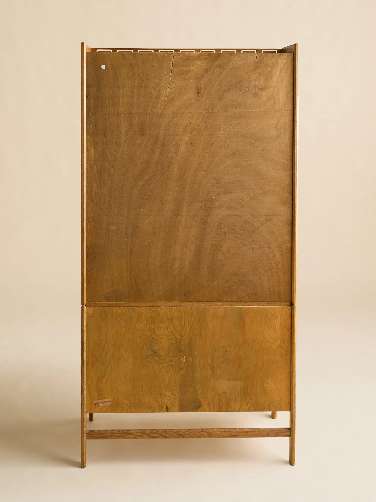 The Vintage Danish Oak Step-Back Cabinet with Yellow Glass Doors by Henning KjaernulfCabinets and ShelvingMiscellanea, etc.