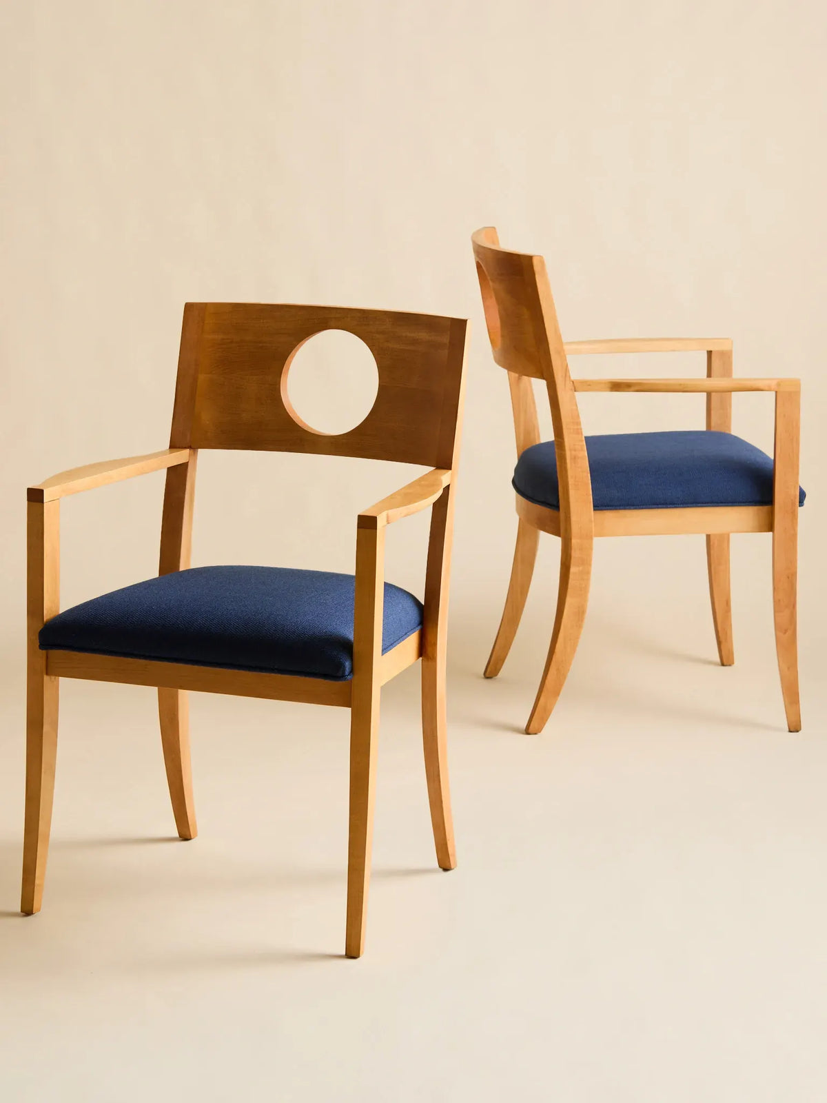 The Vintage Mid-Century Cobalt Blue Circle Back Dining ChairsSeatingMiscellanea, etc.