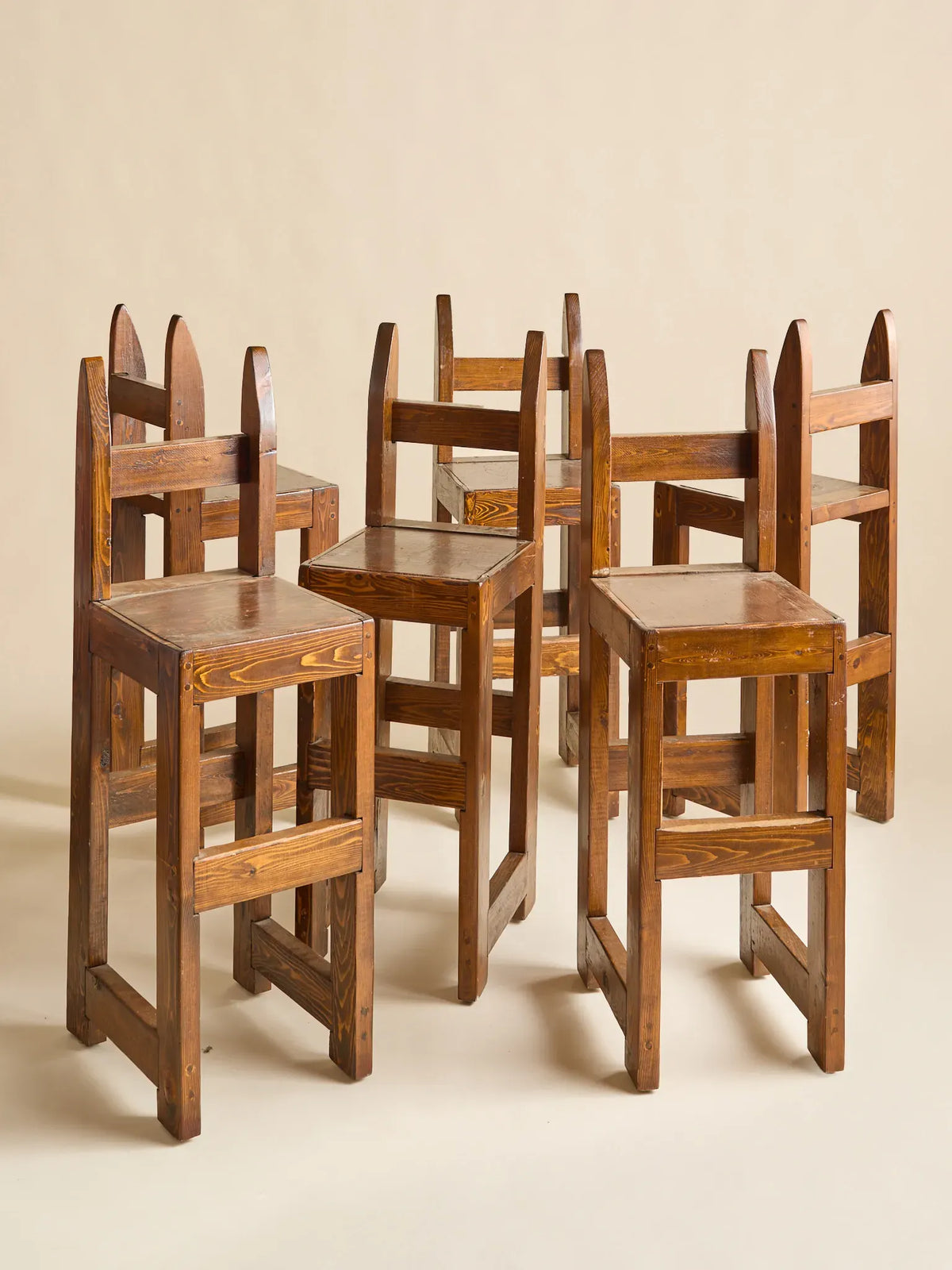 The Vintage Arts & Crafts Wooden BarstoolsSeatingMiscellanea, etc.