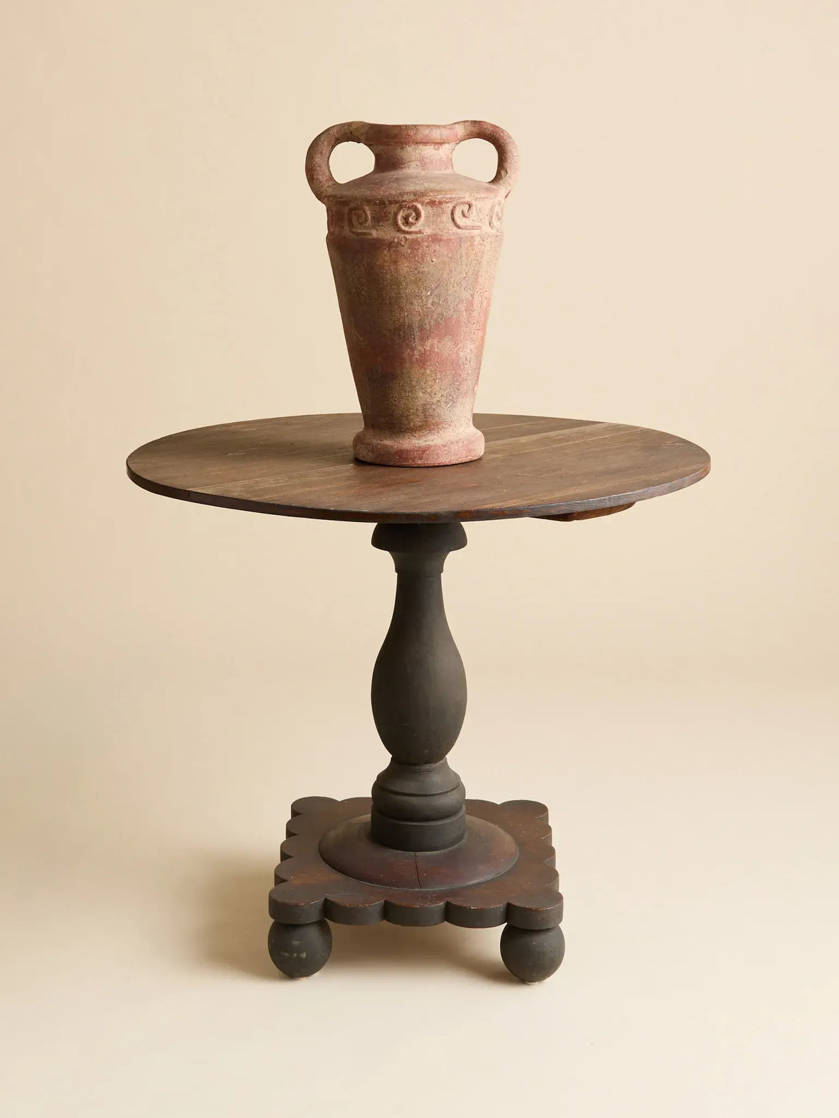 The Vintage Handmade Pine Entry Table with Scalloped BaseConsole TablesMiscellanea, etc.